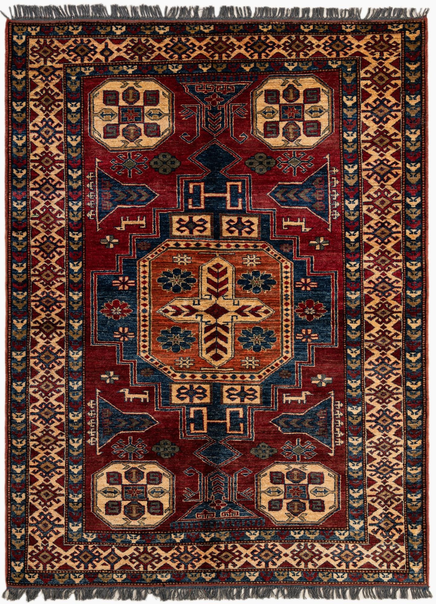  5' x 6' 10  Hand Knotted Kazak Oriental Wool Rug