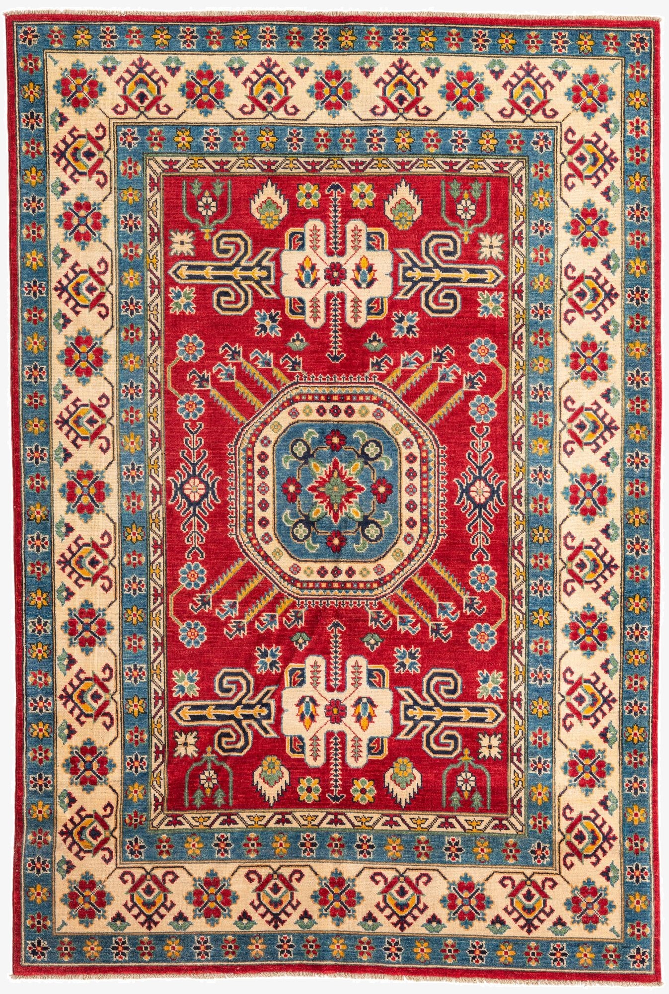  5' 9 x 8' 5  Hand Knotted Kazak Rug