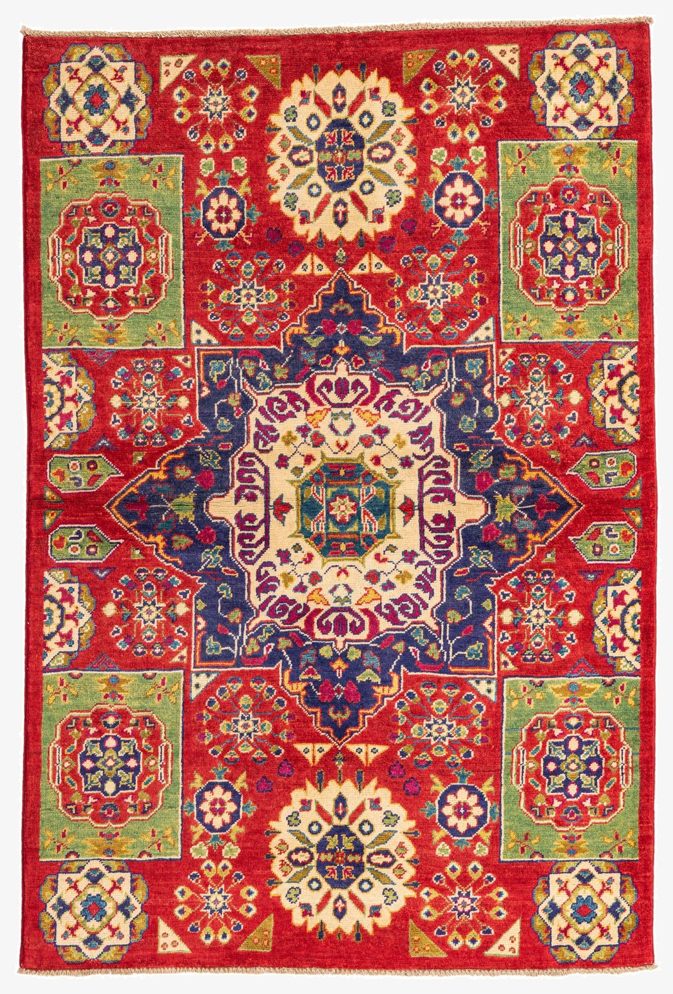  4' 1 x 6' 1  Hand Knotted Kazak Rug