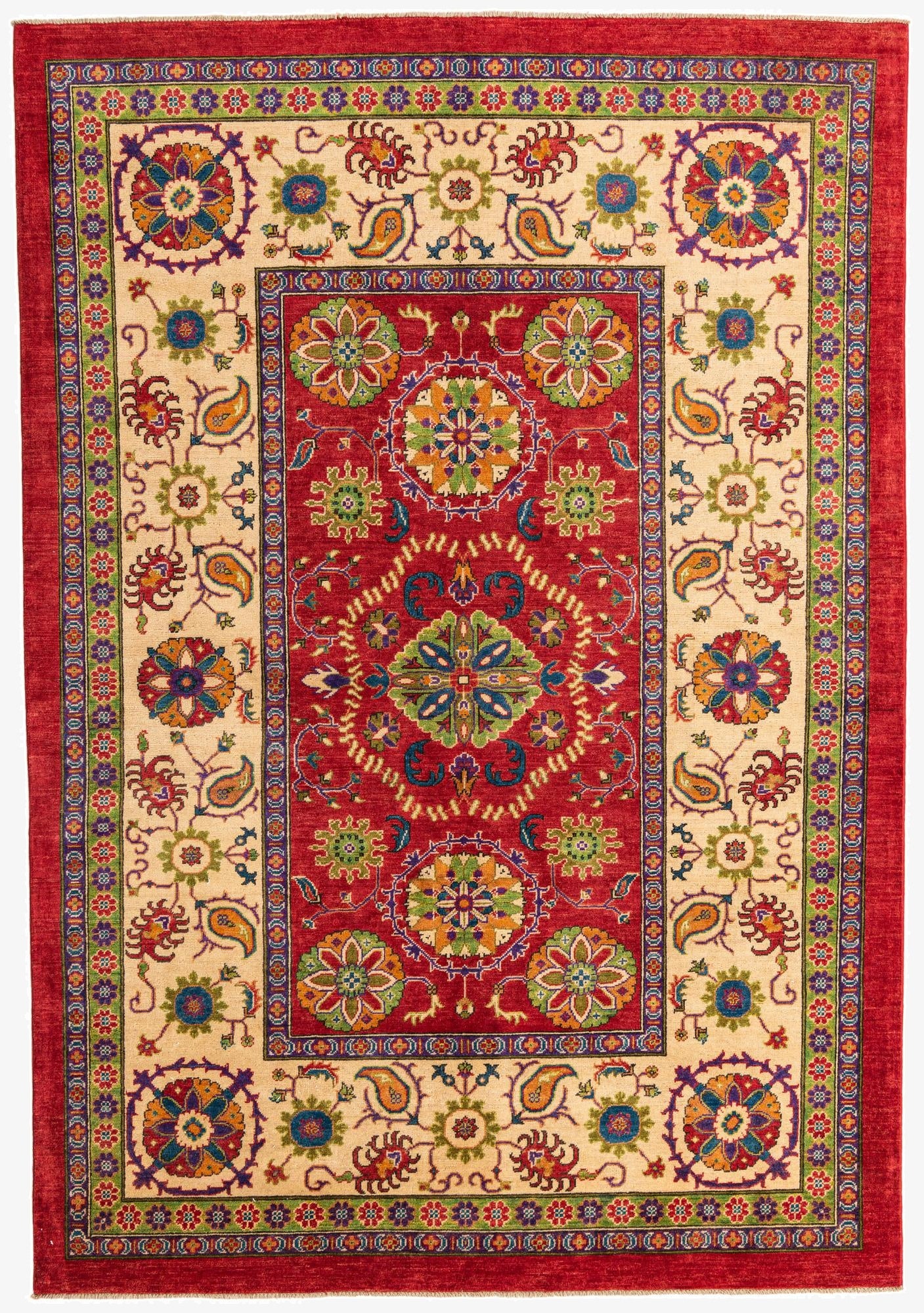  6' 7 x 9' 6  Hand Knotted Kazak Rug