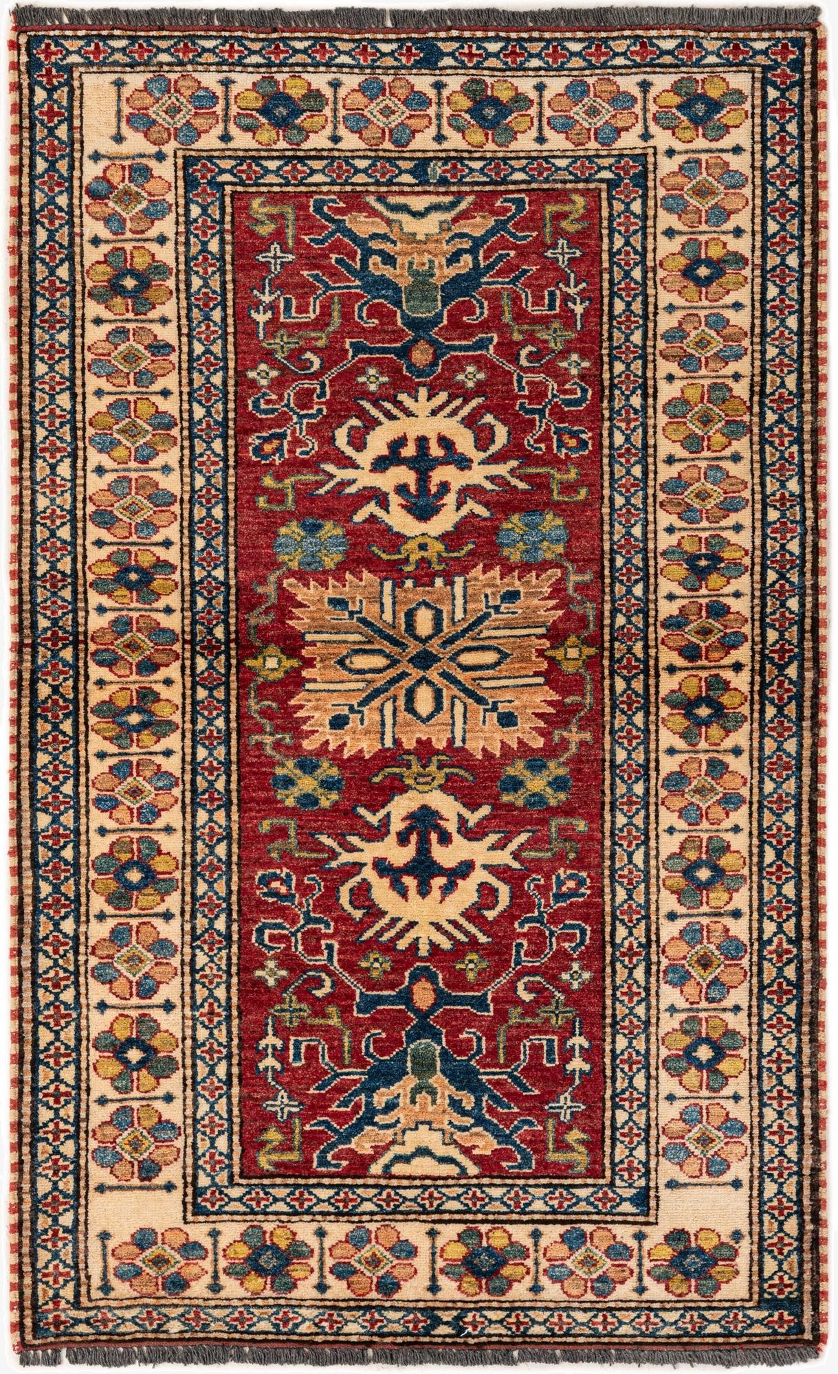  3' x 4' 10  Hand Knotted Kazak Wool Rug