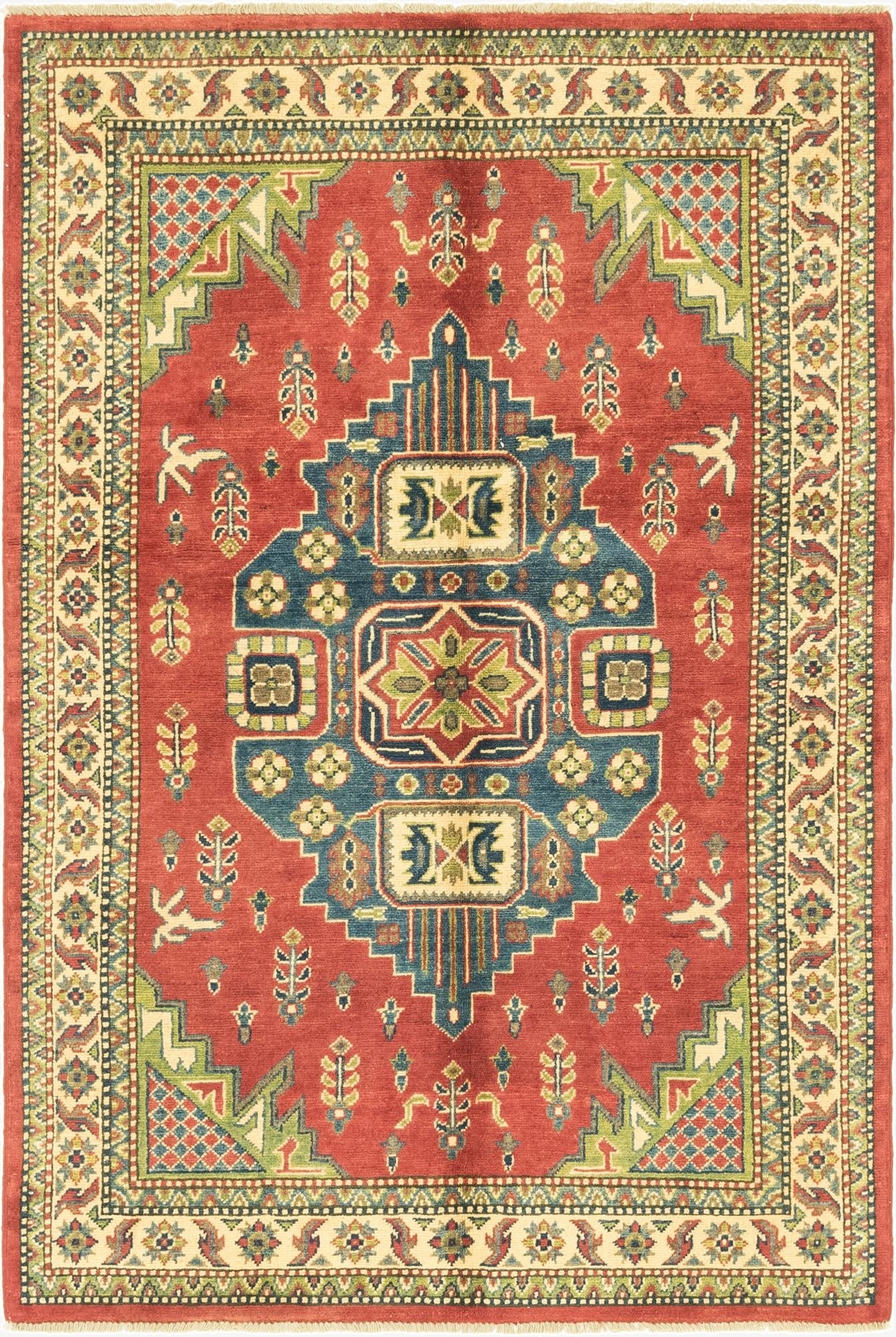  4' 1 x 6' 1  Hand Knotted Kazak Rug