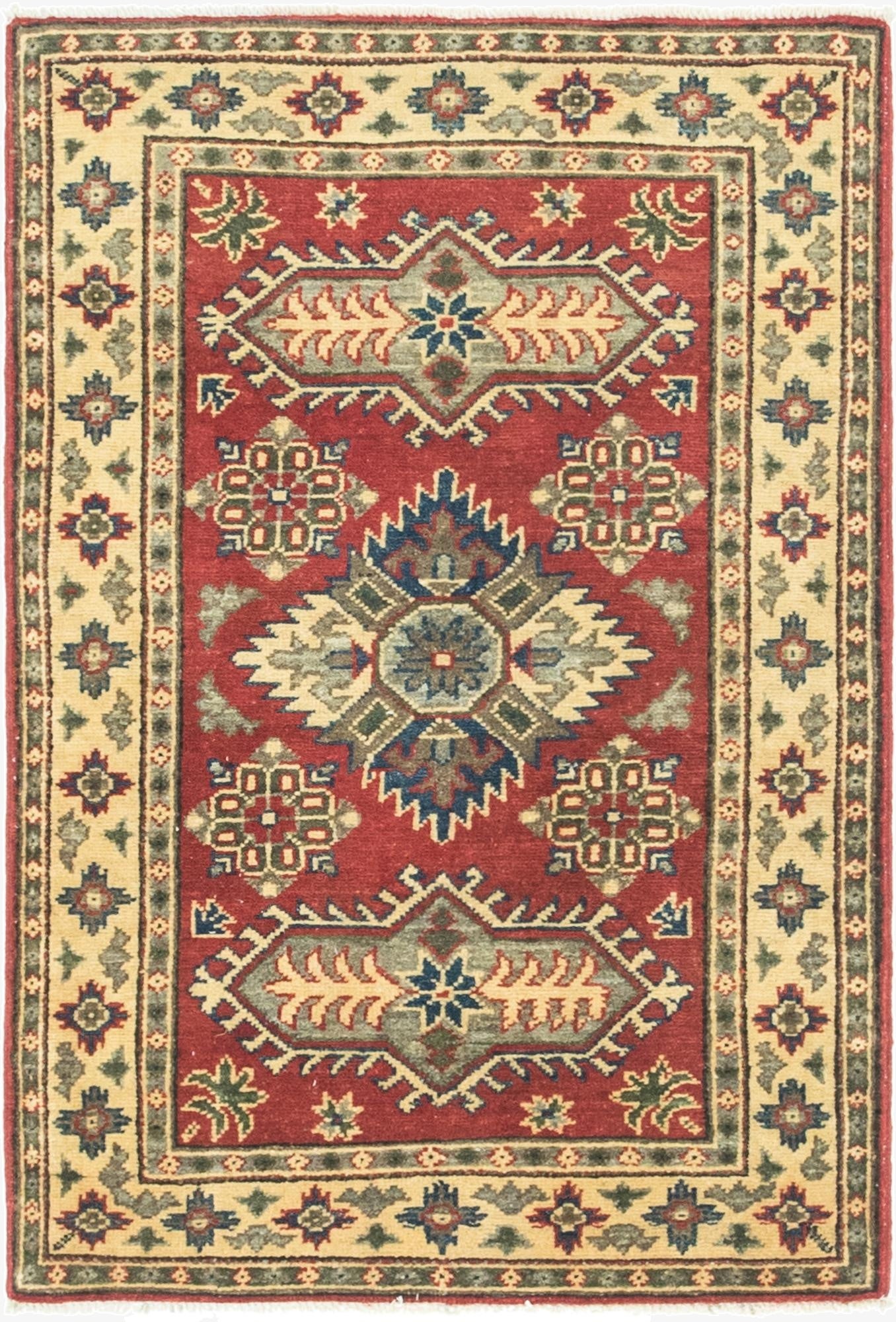 2' 9 x 4'  Hand Knotted Kazak Rug