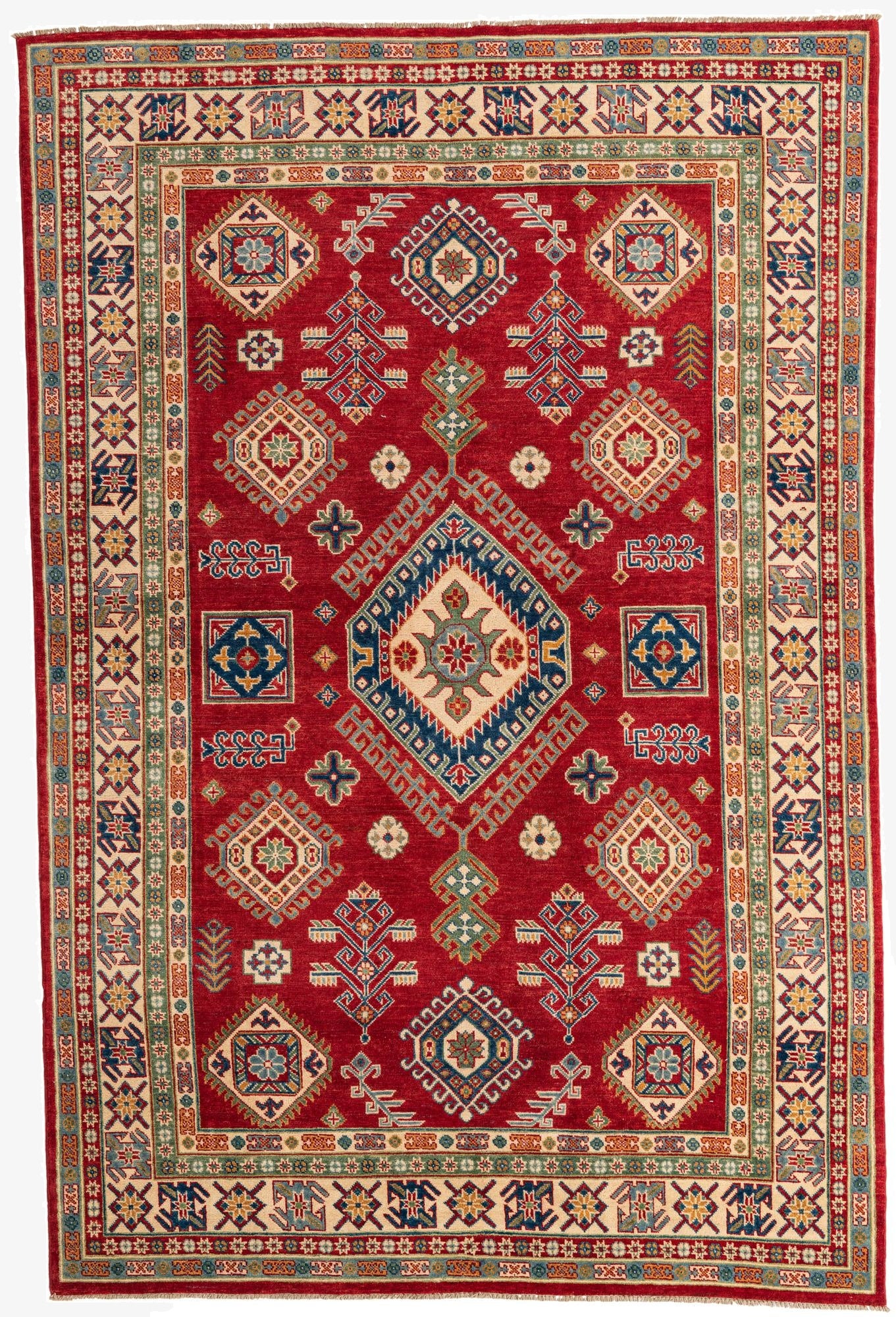  6' 5 x 9' 7  Hand Knotted Kazak Rug