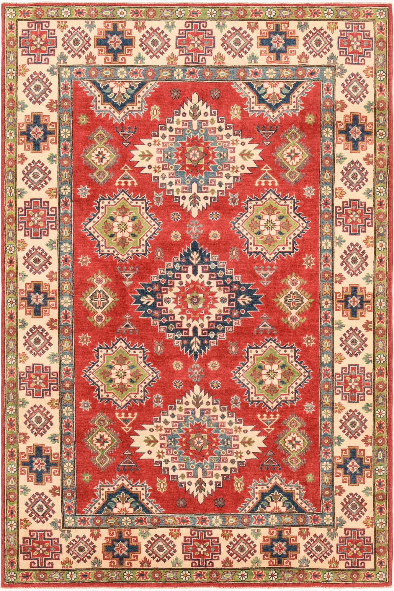  6' 4 x 9' 8  Hand Knotted Kazak Rug
