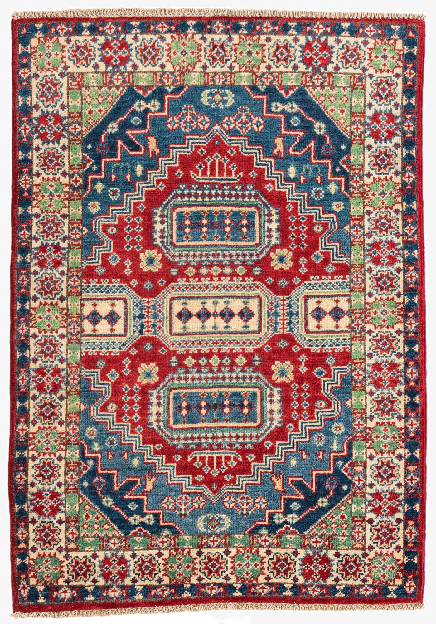  2' 10 x 4' 2  Hand Knotted Kazak Rug