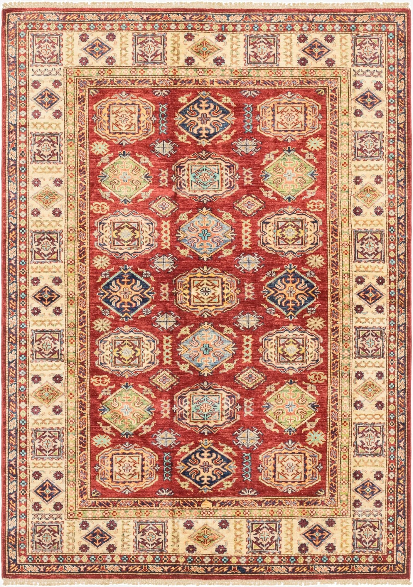  5' 7 x 8' 1  Hand Knotted Kazak Oriental Rug