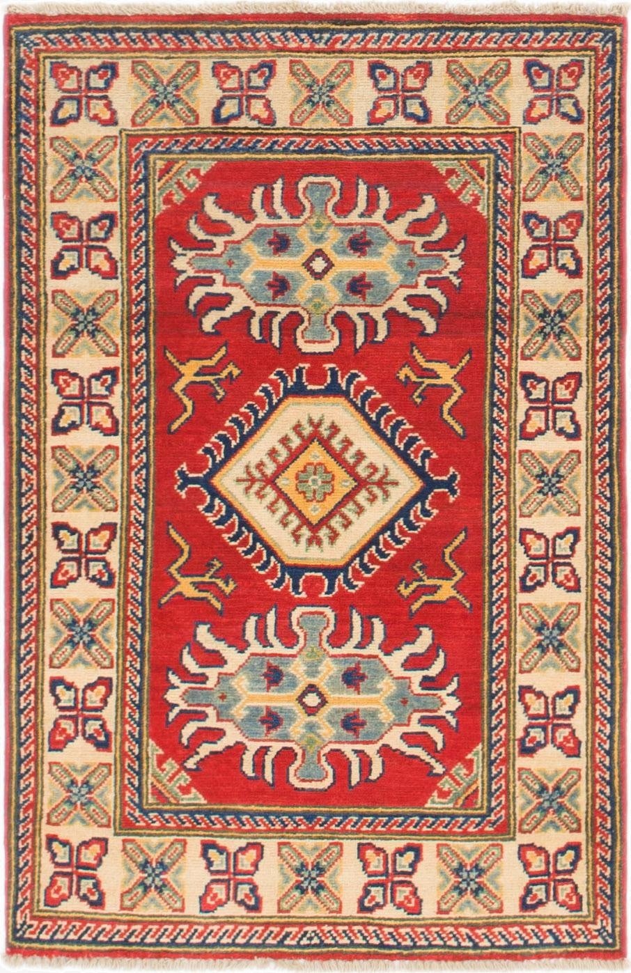  2' 8 x 4' 2  Hand Knotted Kazak Rug
