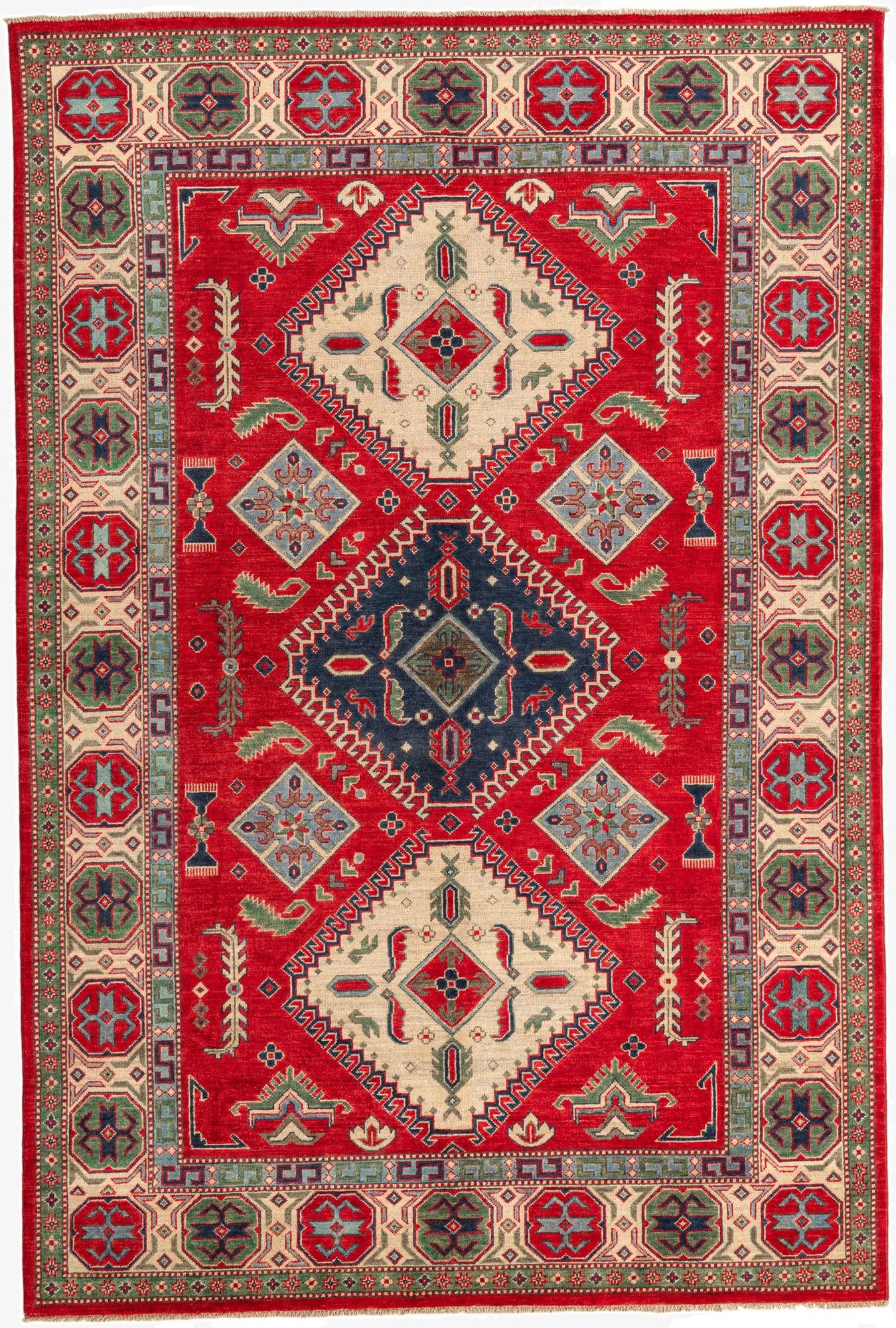  6' 6 x 9' 8  Hand Knotted Kazak Rug