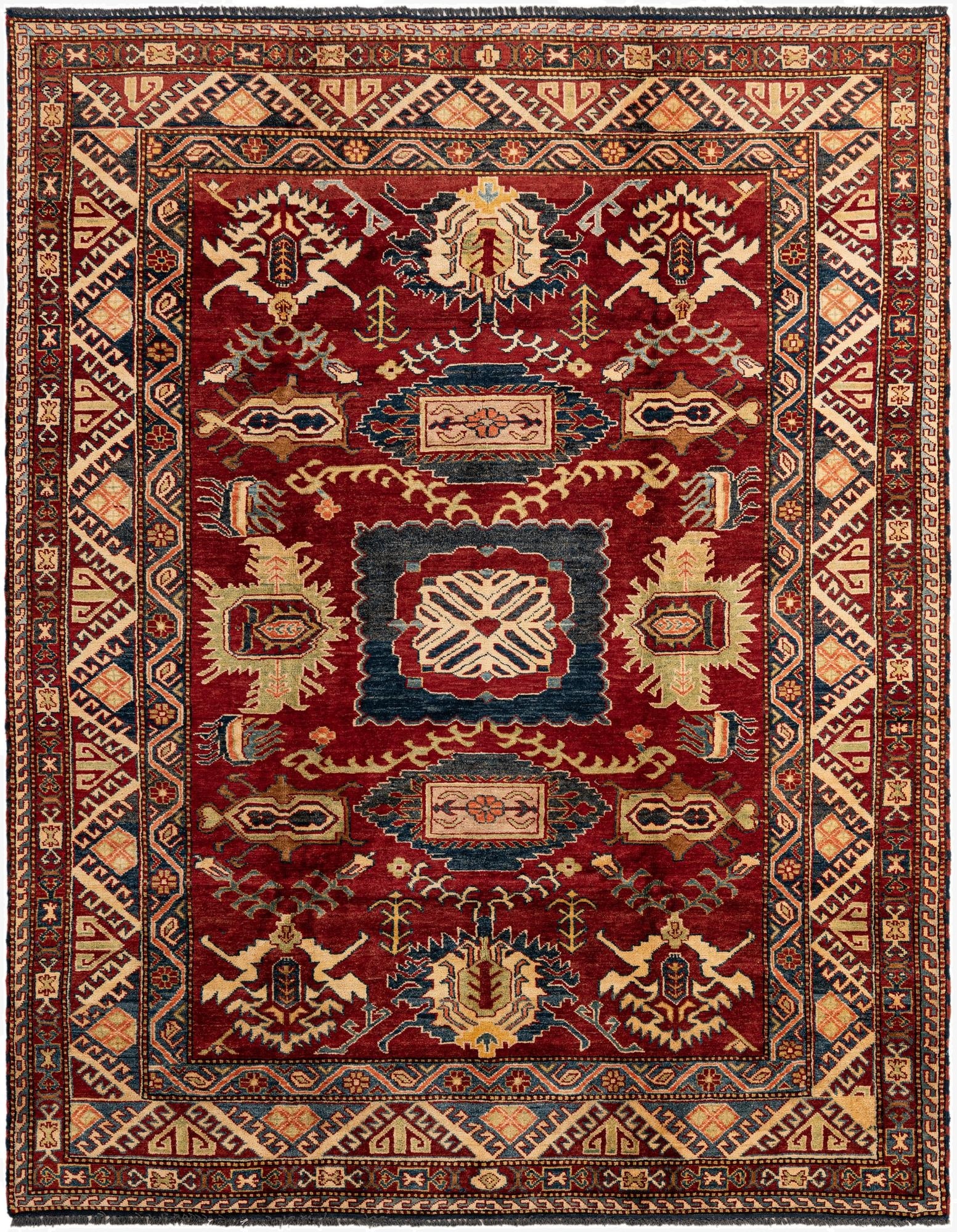  6' 3 x 7' 10  Hand Knotted Kazak Oriental Wool Rug