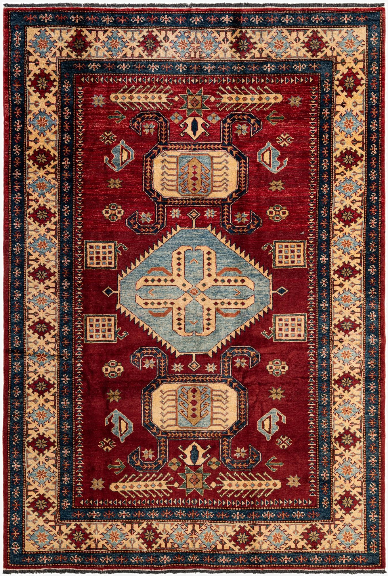  5' 11 x 8' 8  Hand Knotted Kazak Wool Rug