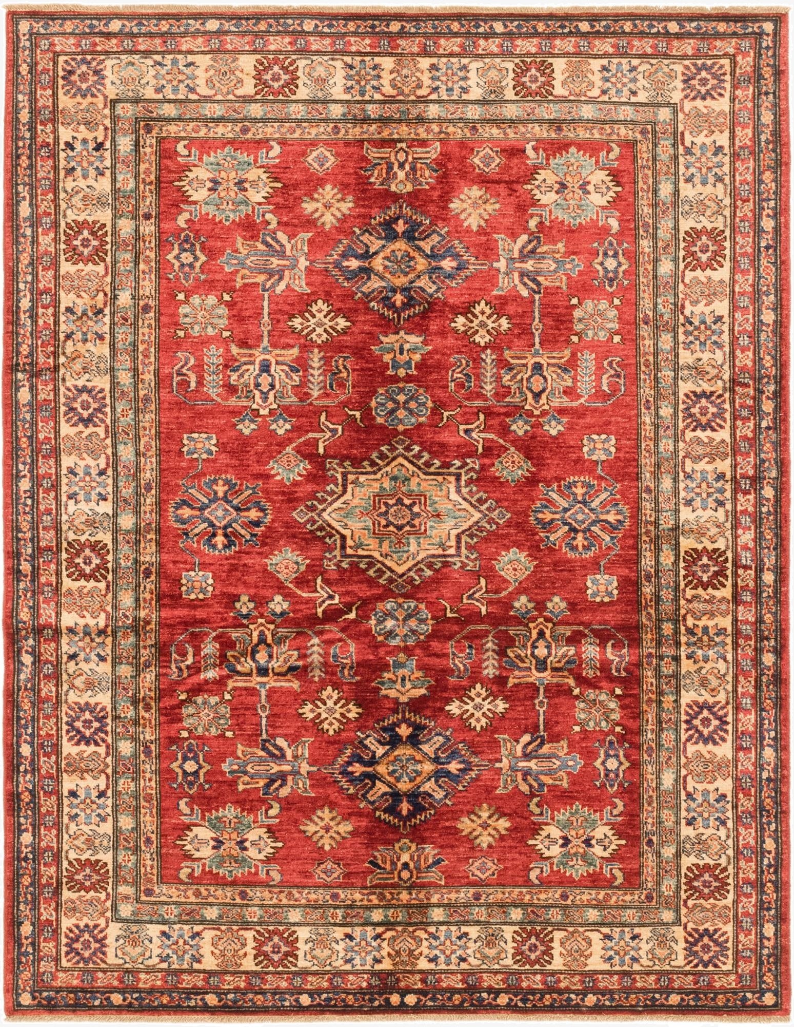  5' 1 x 6' 9  Hand Knotted Kazak Oriental Rug