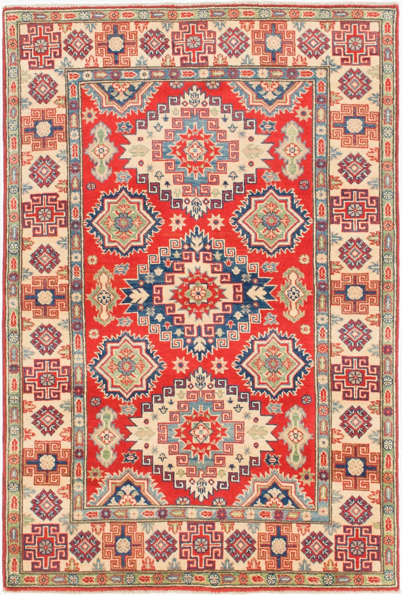  4' x 5' 10  Hand Knotted Kazak Rug