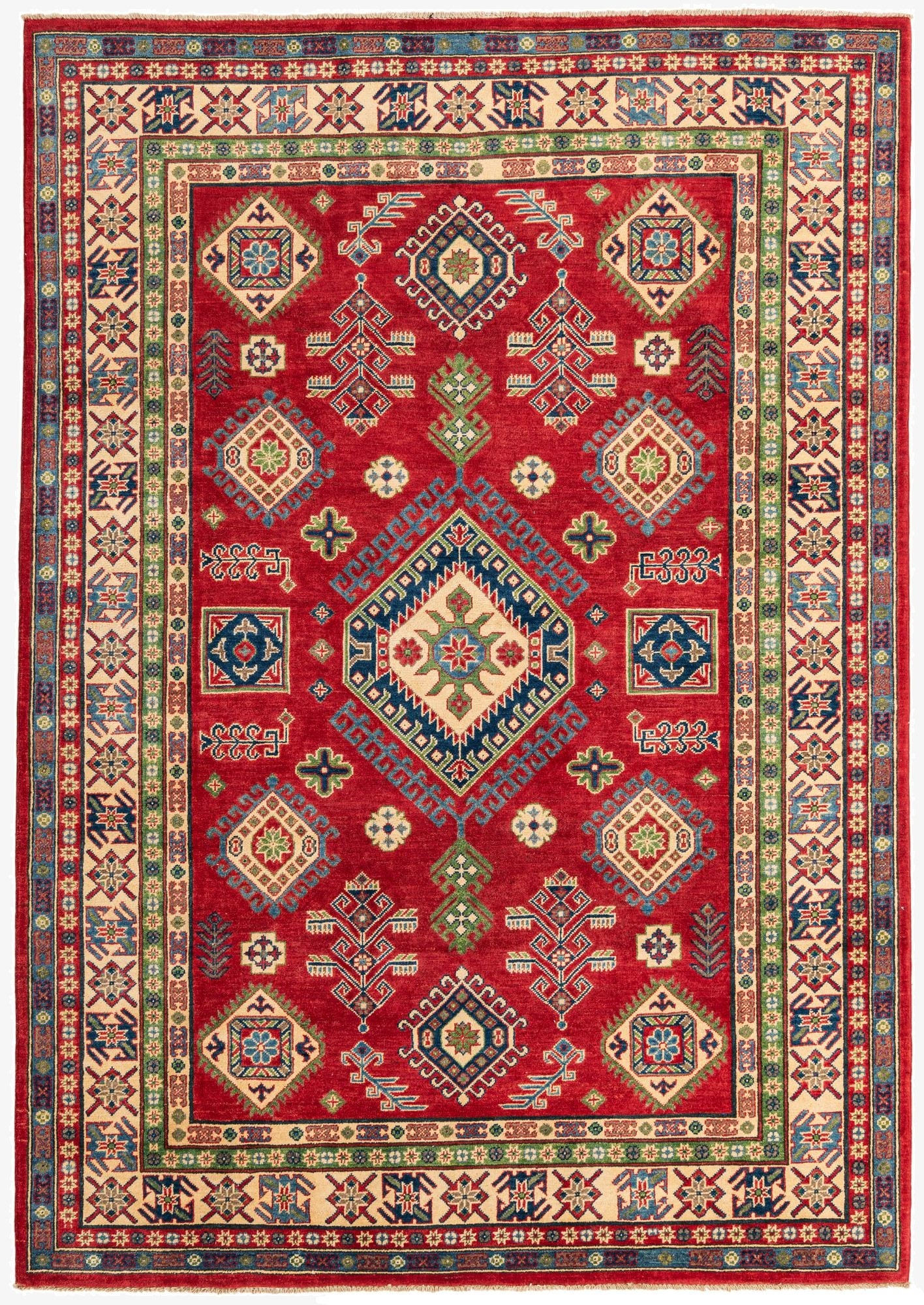  6' 7 x 9' 5  Hand Knotted Kazak Rug