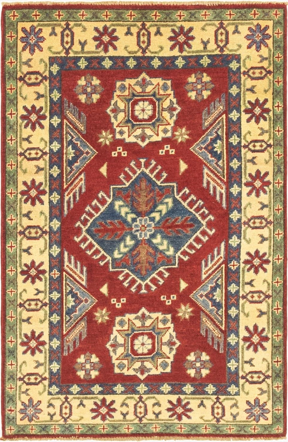  2' 8 x 4' 3  Hand Knotted Kazak Rug