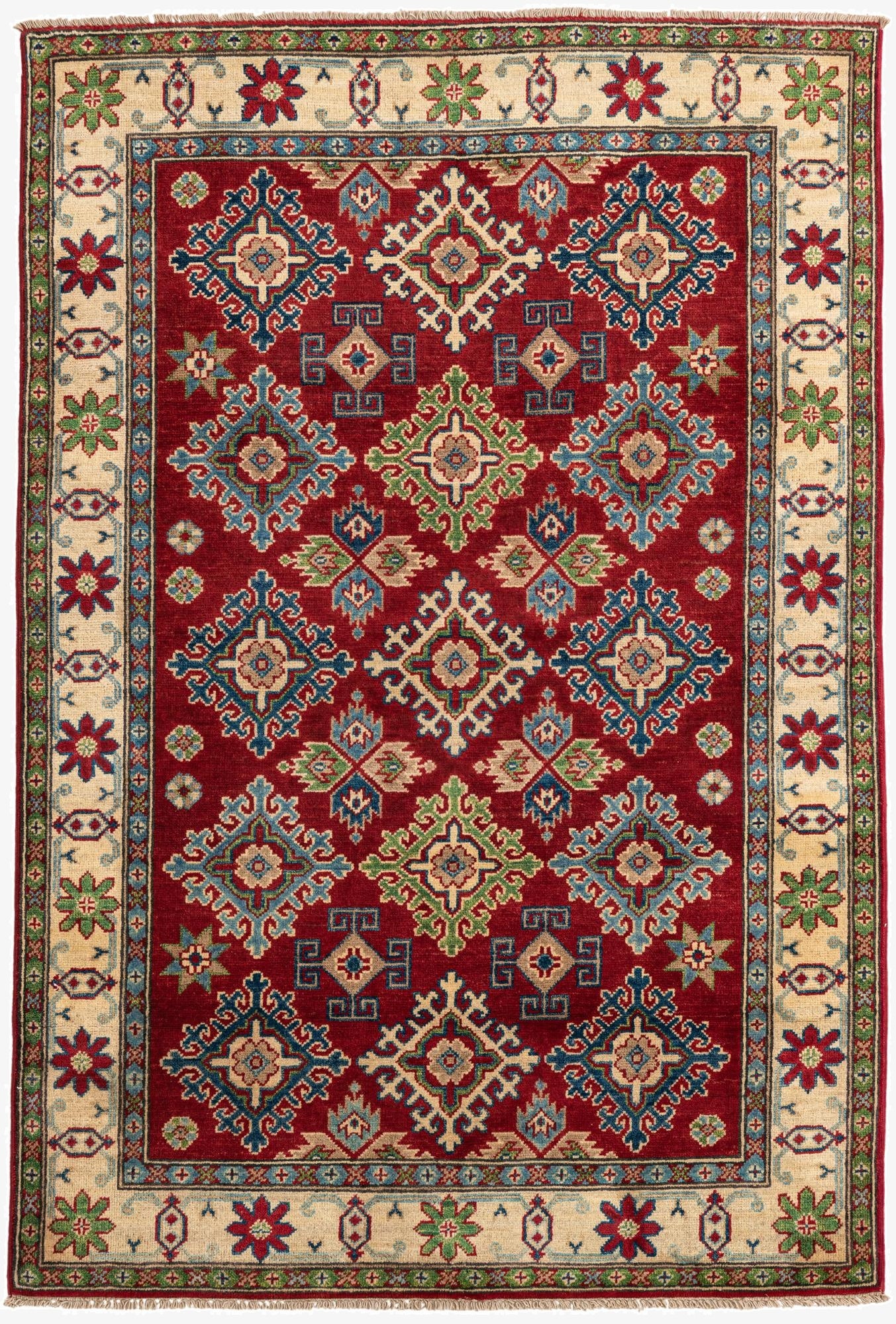 4' 1 x 6' 1  Hand Knotted Kazak Rug