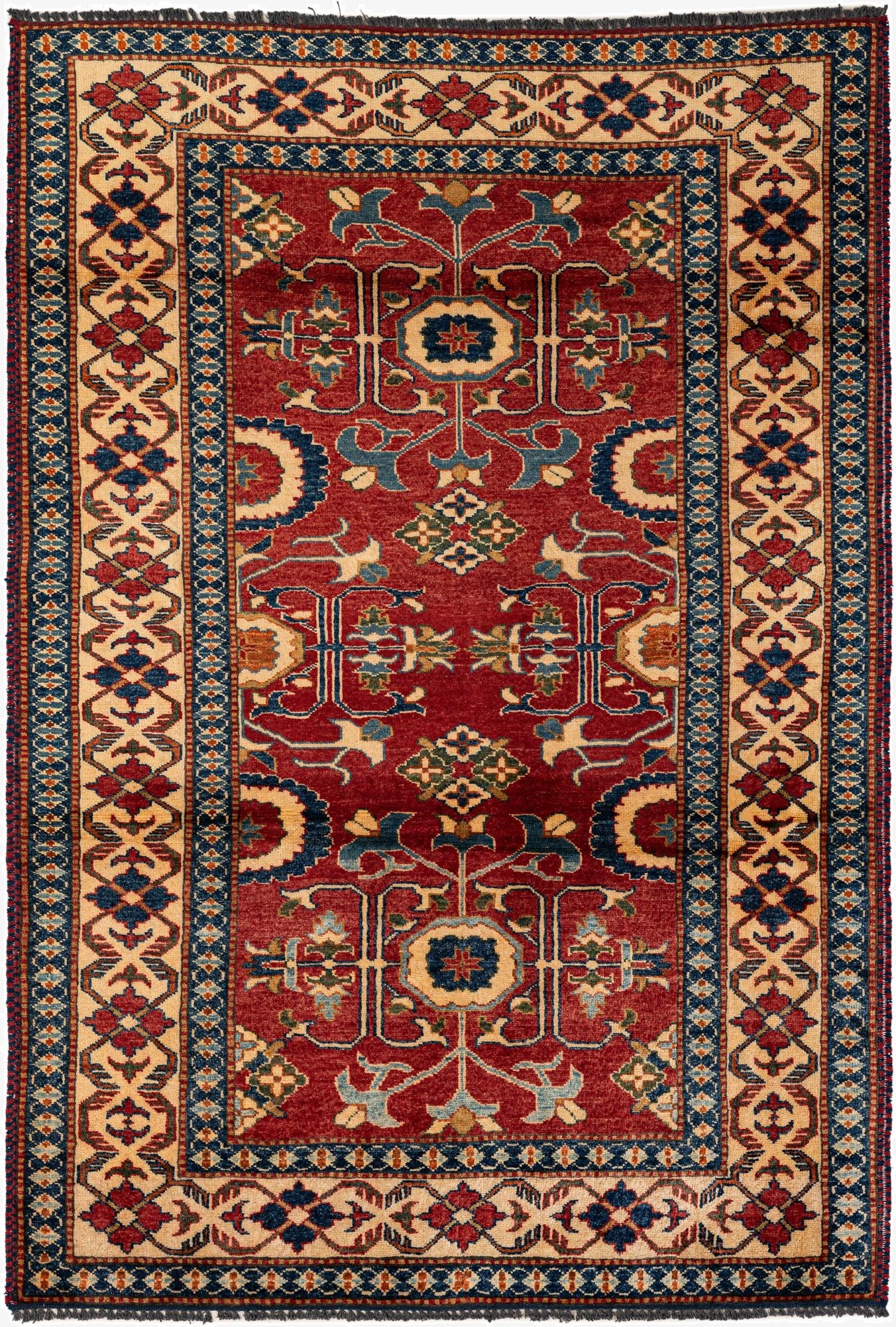  4' x 5' 9  Hand Knotted Kazak Wool Rug