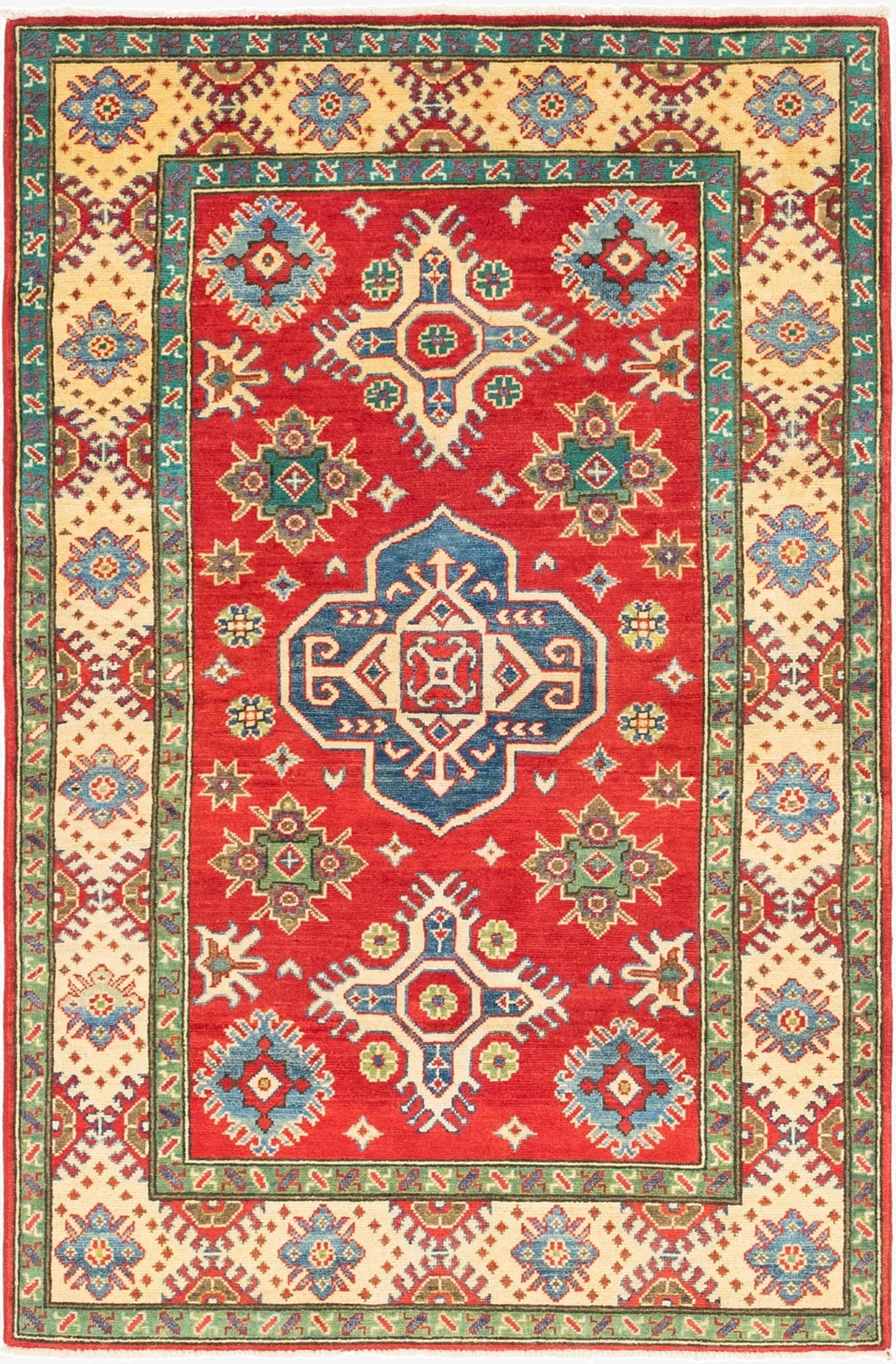  4' x 6' 2  Hand Knotted Kazak Rug