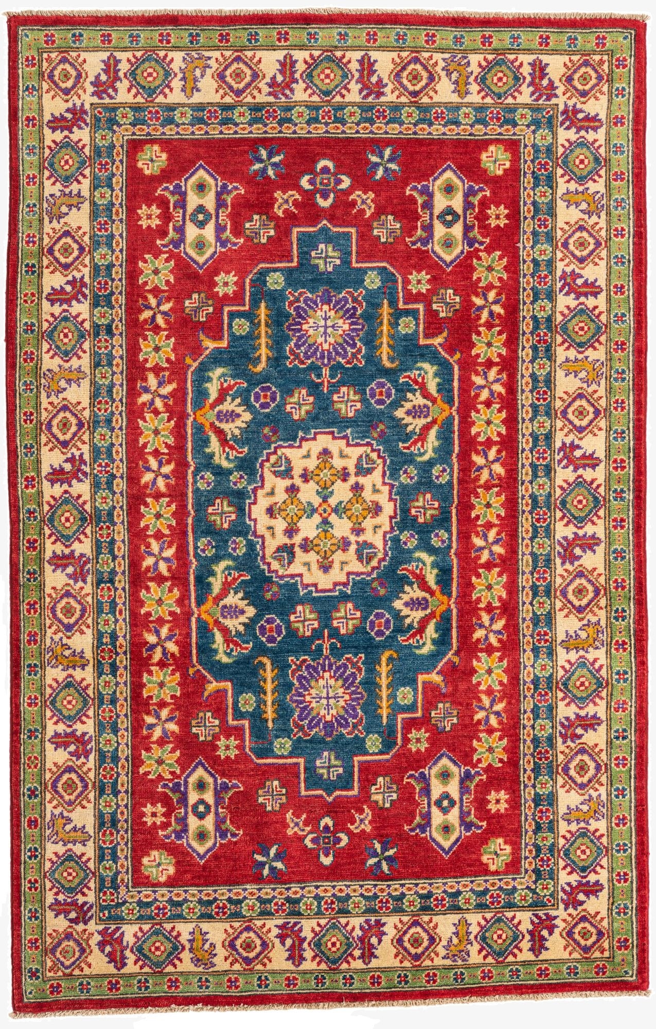  4' x 6' 4  Hand Knotted Kazak Rug