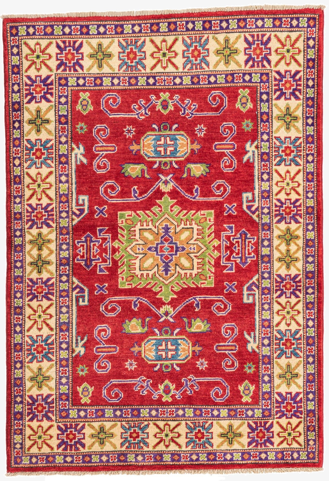  3' 4 x 4' 9  Hand Knotted Kazak Rug