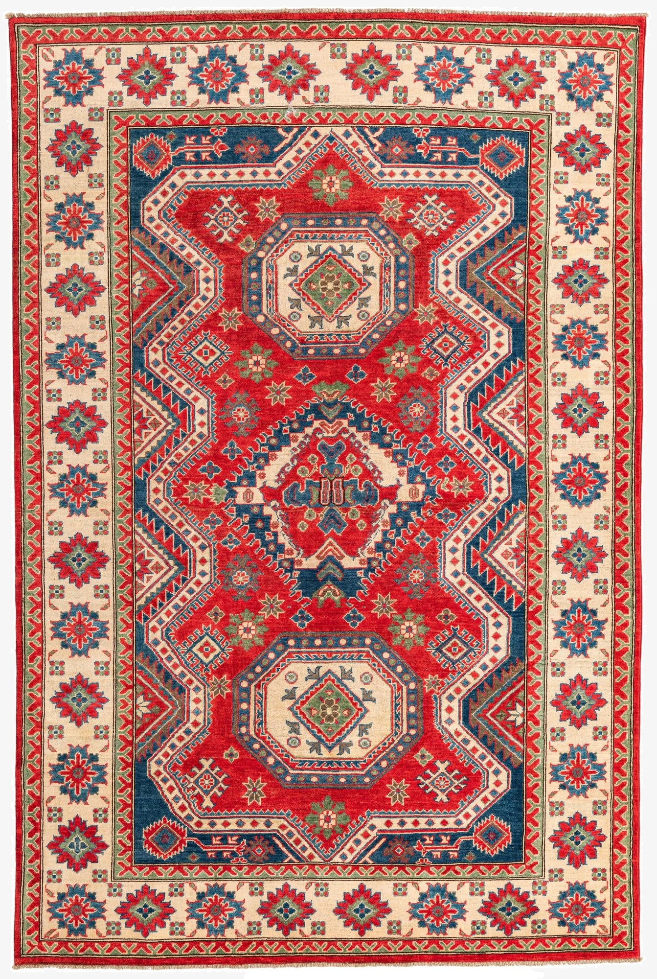  6' 6 x 9' 9  Hand Knotted Kazak Rug