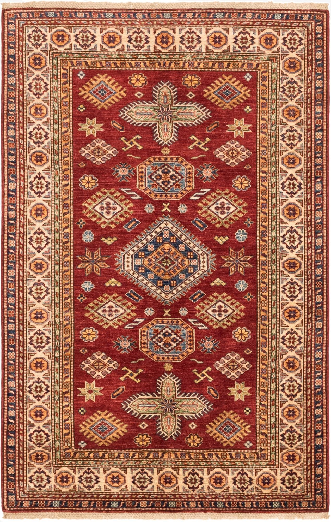  3' 10 x 6'  Hand Knotted Kazak Oriental Rug