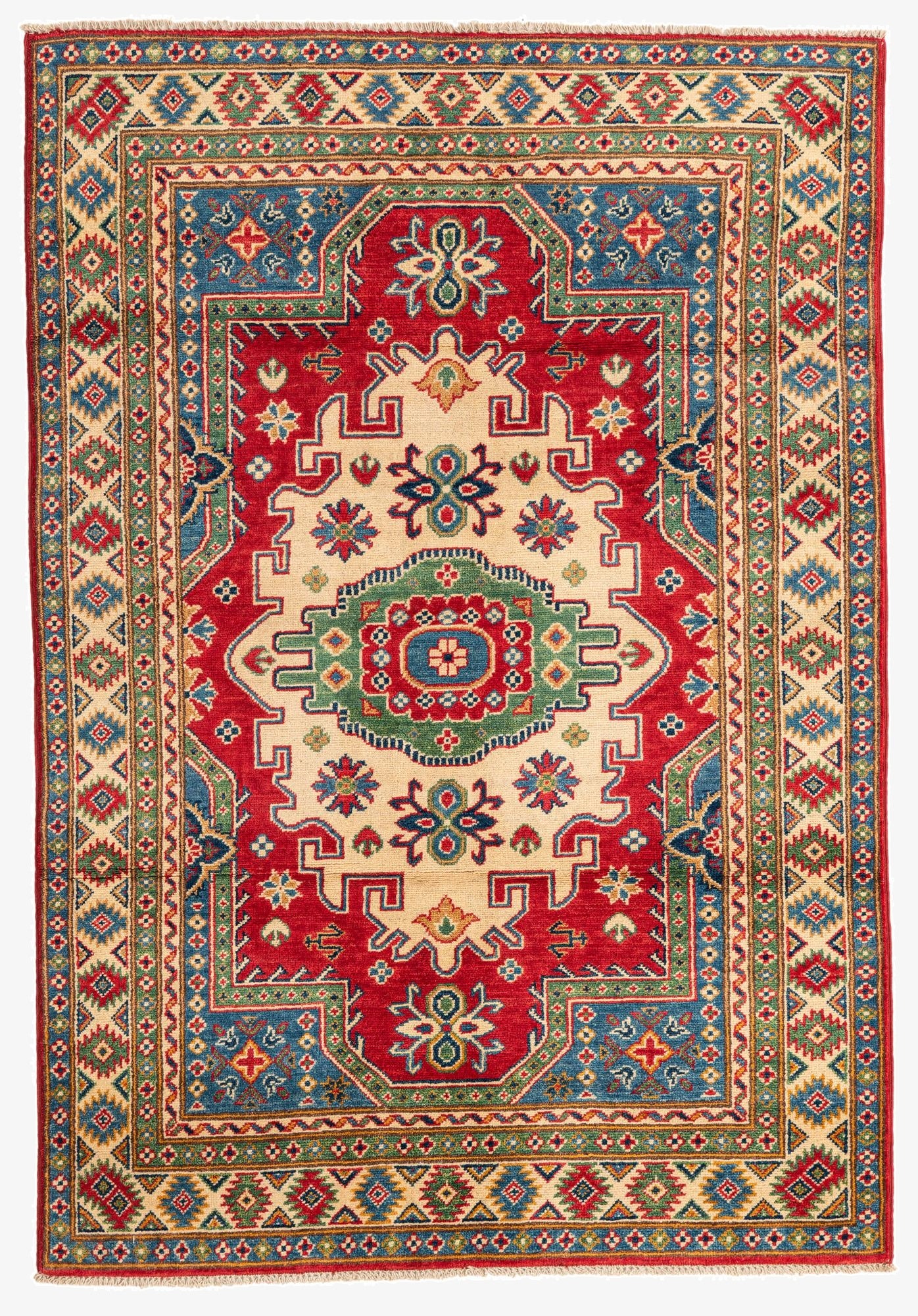  4' x 5' 8  Hand Knotted Kazak Rug