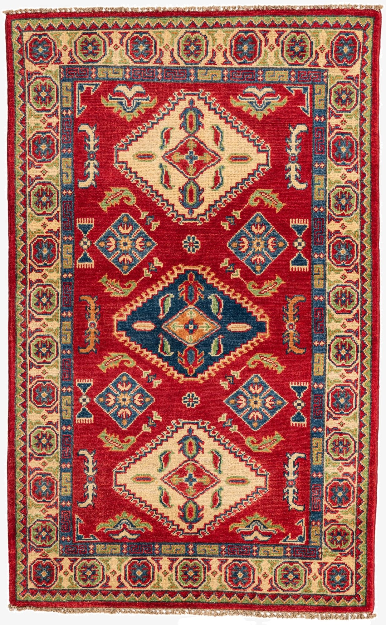  3' 3 x 5' 3  Hand Knotted Kazak Rug