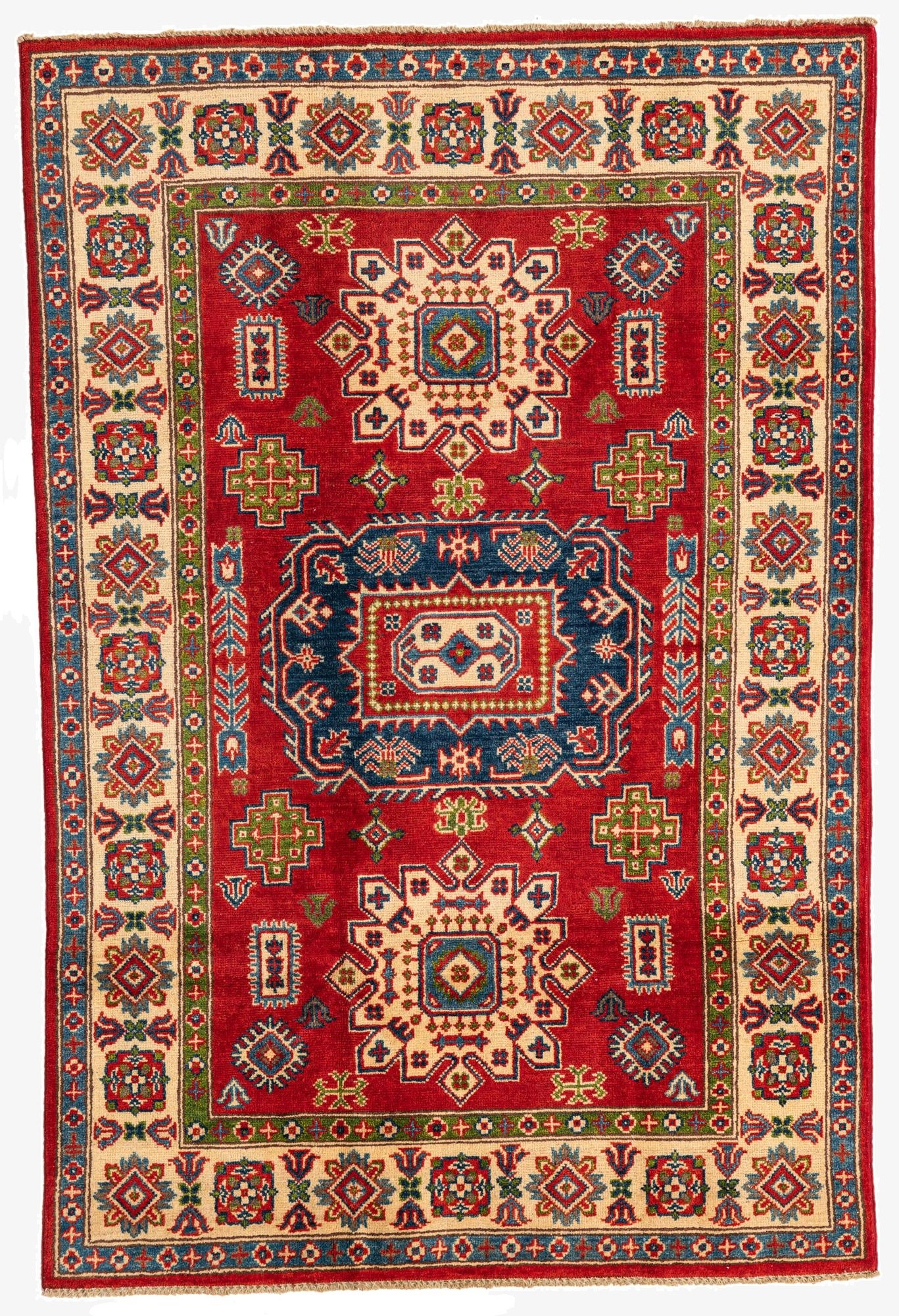  4' x 5' 10  Hand Knotted Kazak Rug