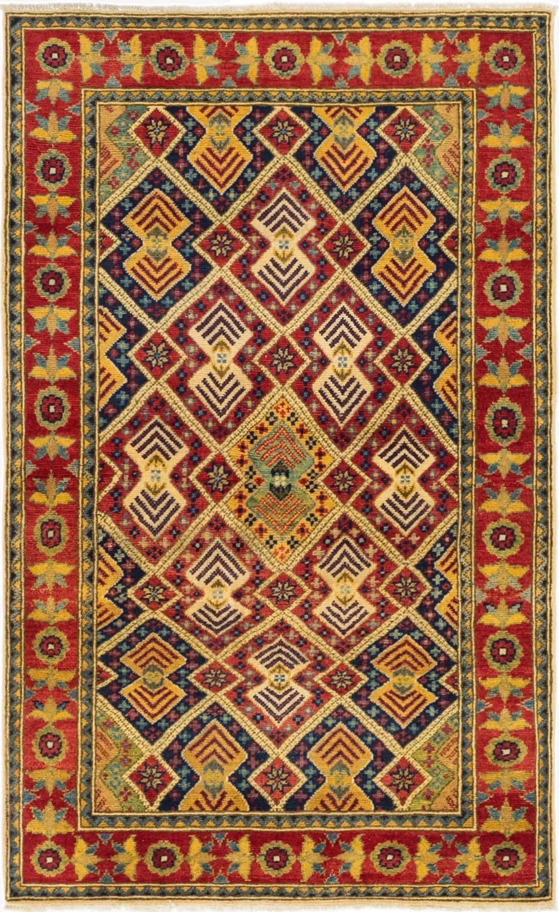  3' 4 x 5' 5  Hand Knotted Kazak Rug