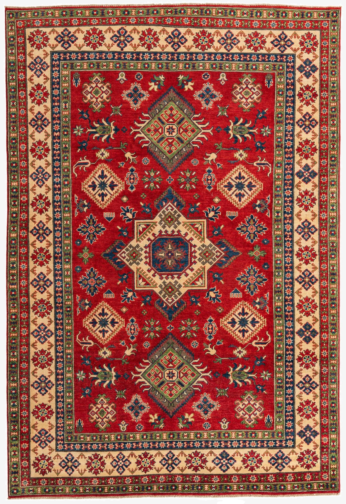  6' 7 x 9' 9  Hand Knotted Kazak Rug