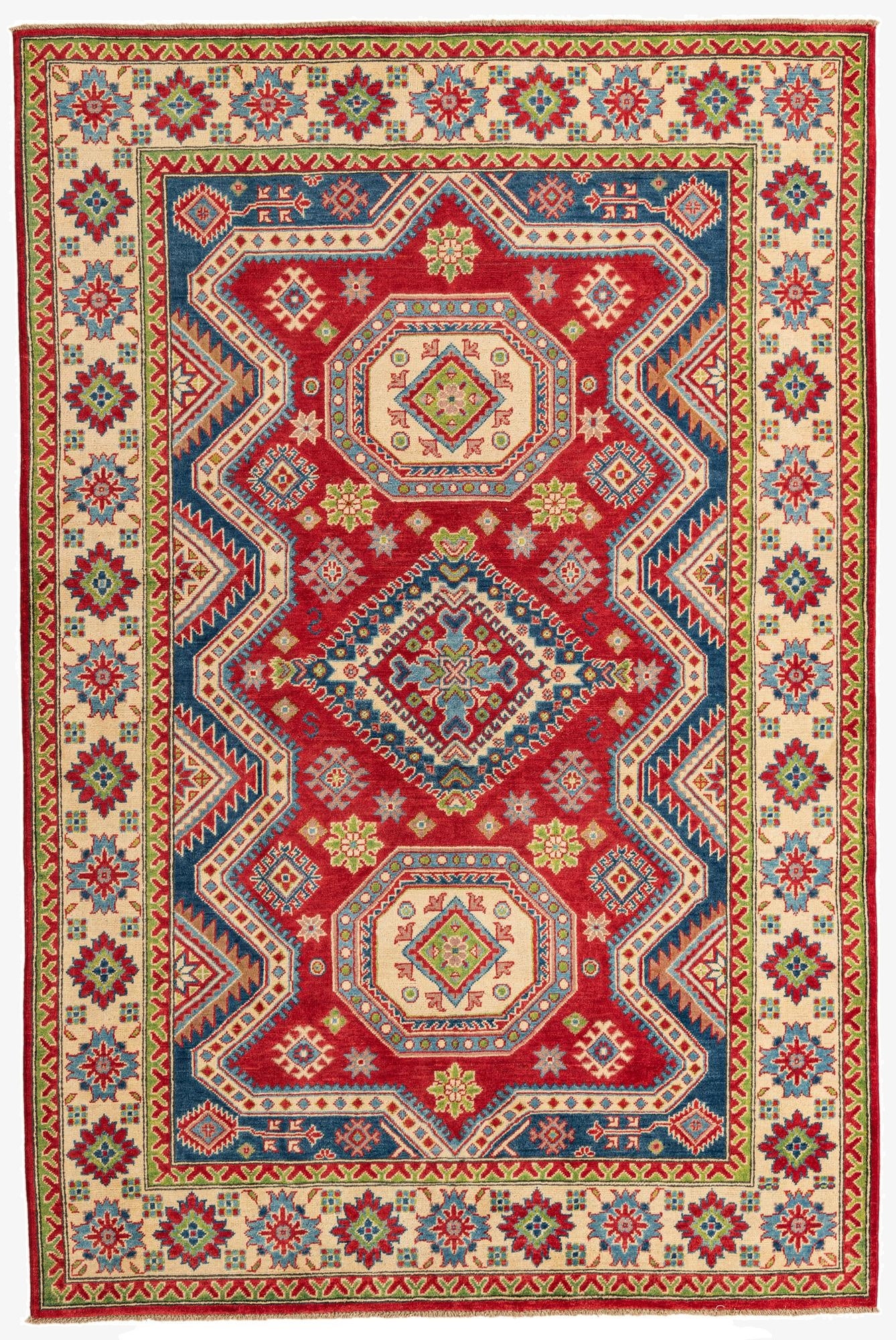  6' x 9' 2  Hand Knotted Kazak Rug