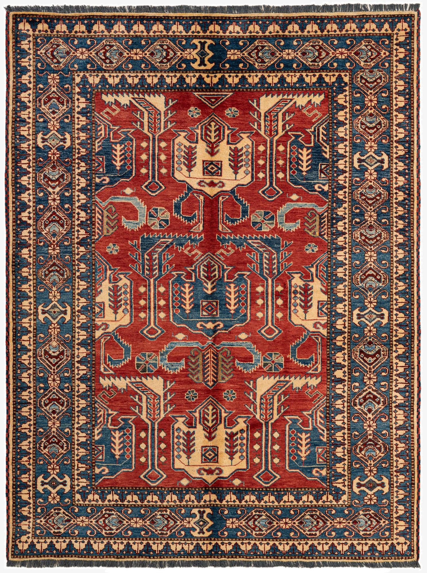  5' 2 x 6' 9  Hand Knotted Kazak Wool Rug