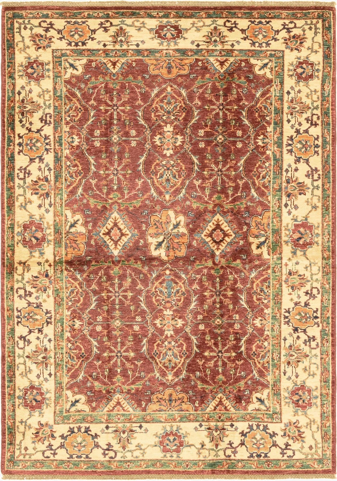  4' 3 x 6' 1  Hand Knotted Kazak Rug