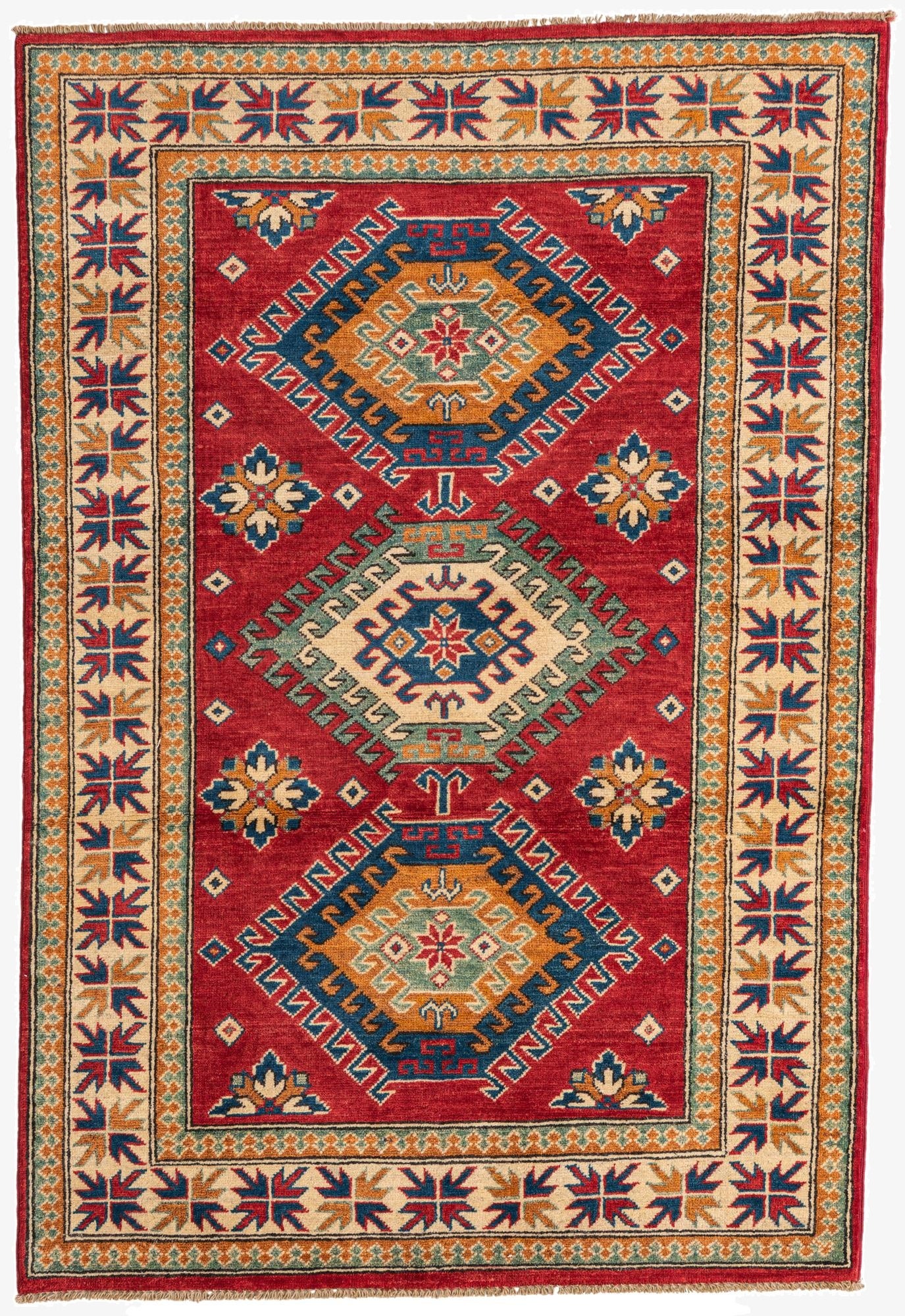  3' 9 x 5' 7  Hand Knotted Kazak Rug