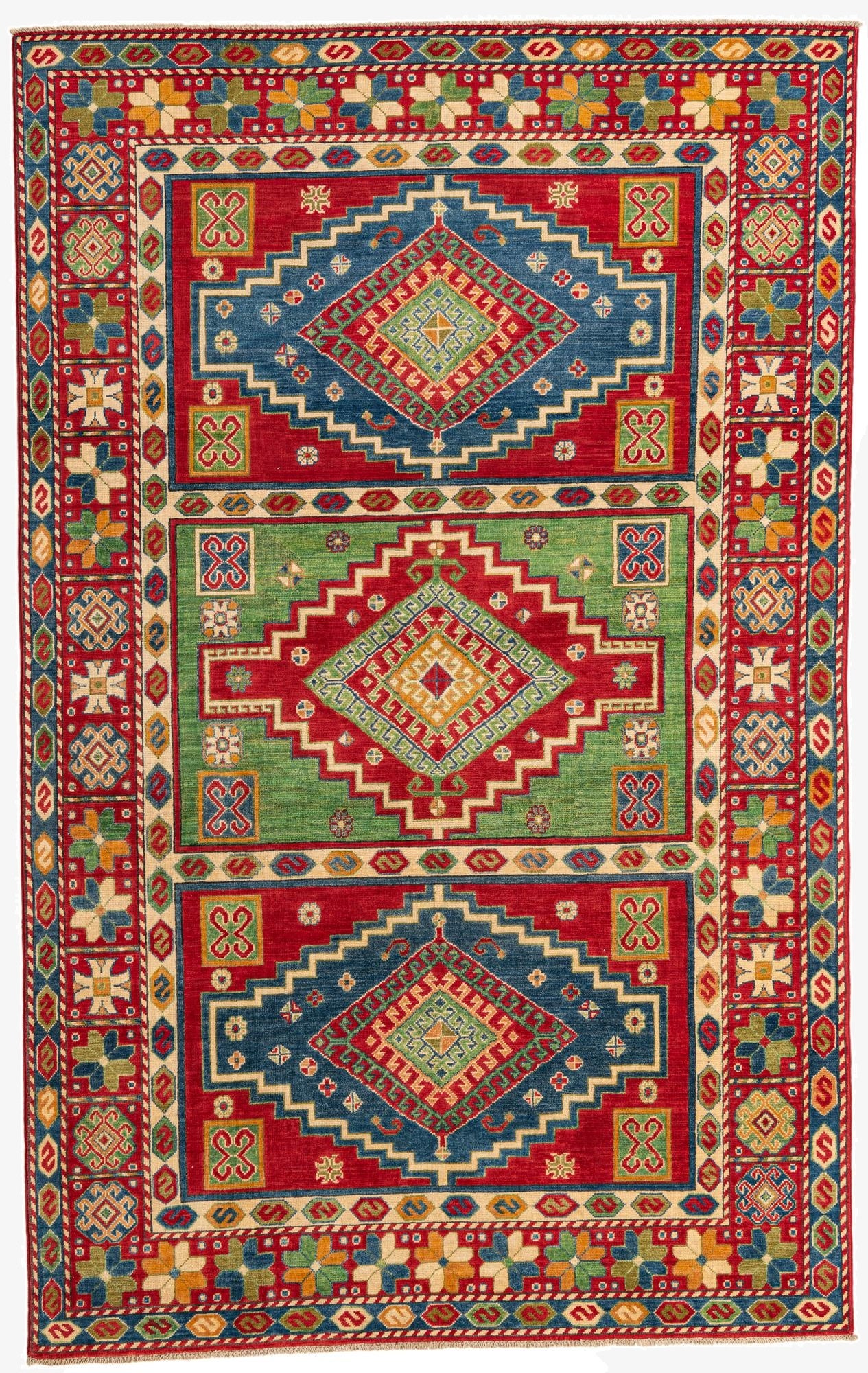  5' 9 x 9' 2  Hand Knotted Kazak Rug