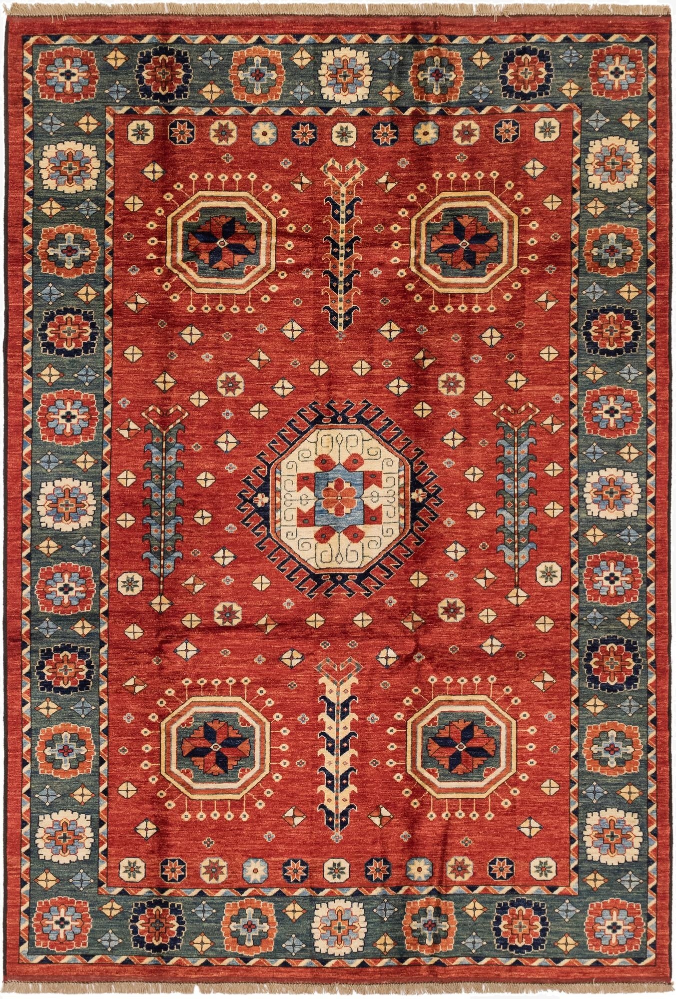  6' 8 x 9' 7  Hand Knotted Kazak Wool Rug