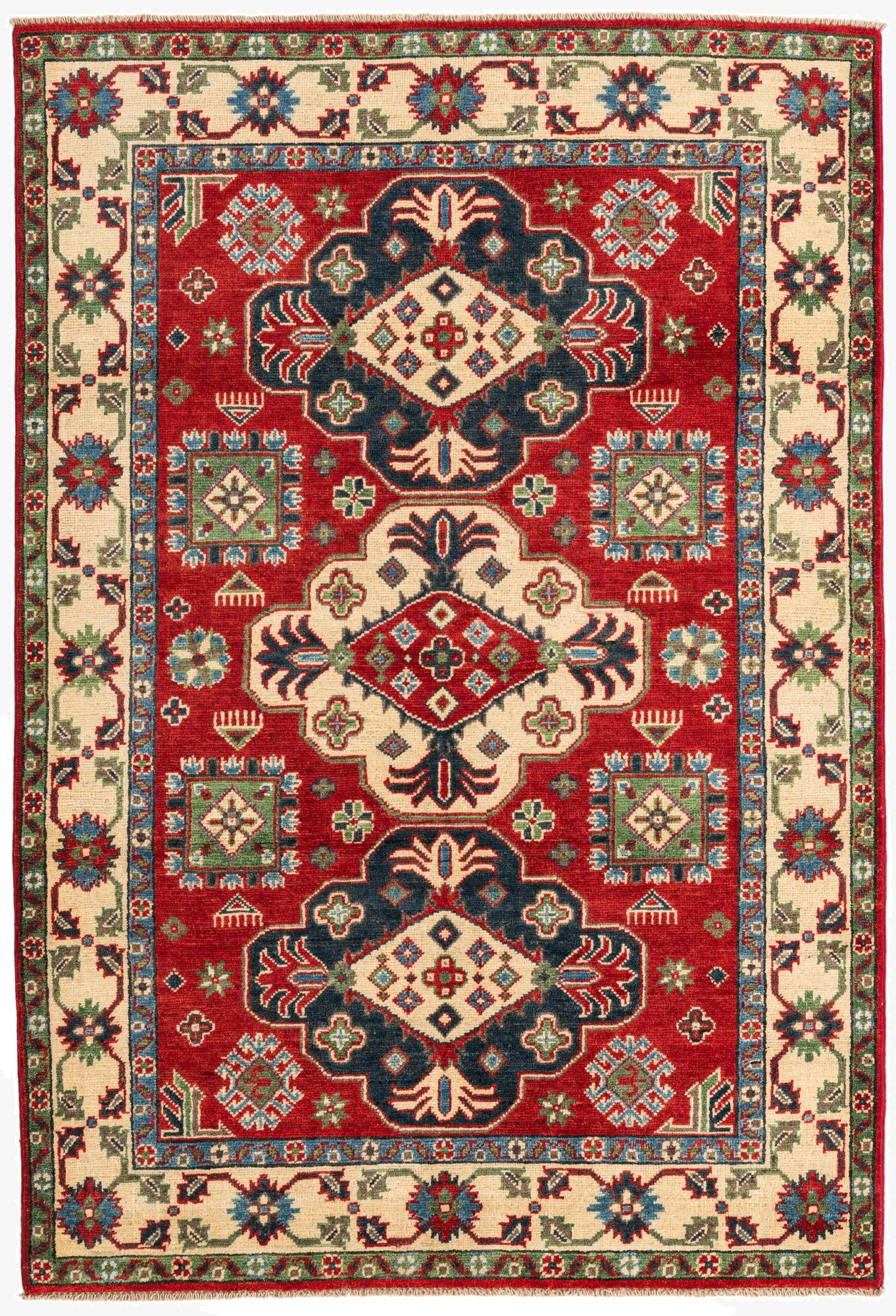  4' 1 x 6' 1  Hand Knotted Kazak Rug