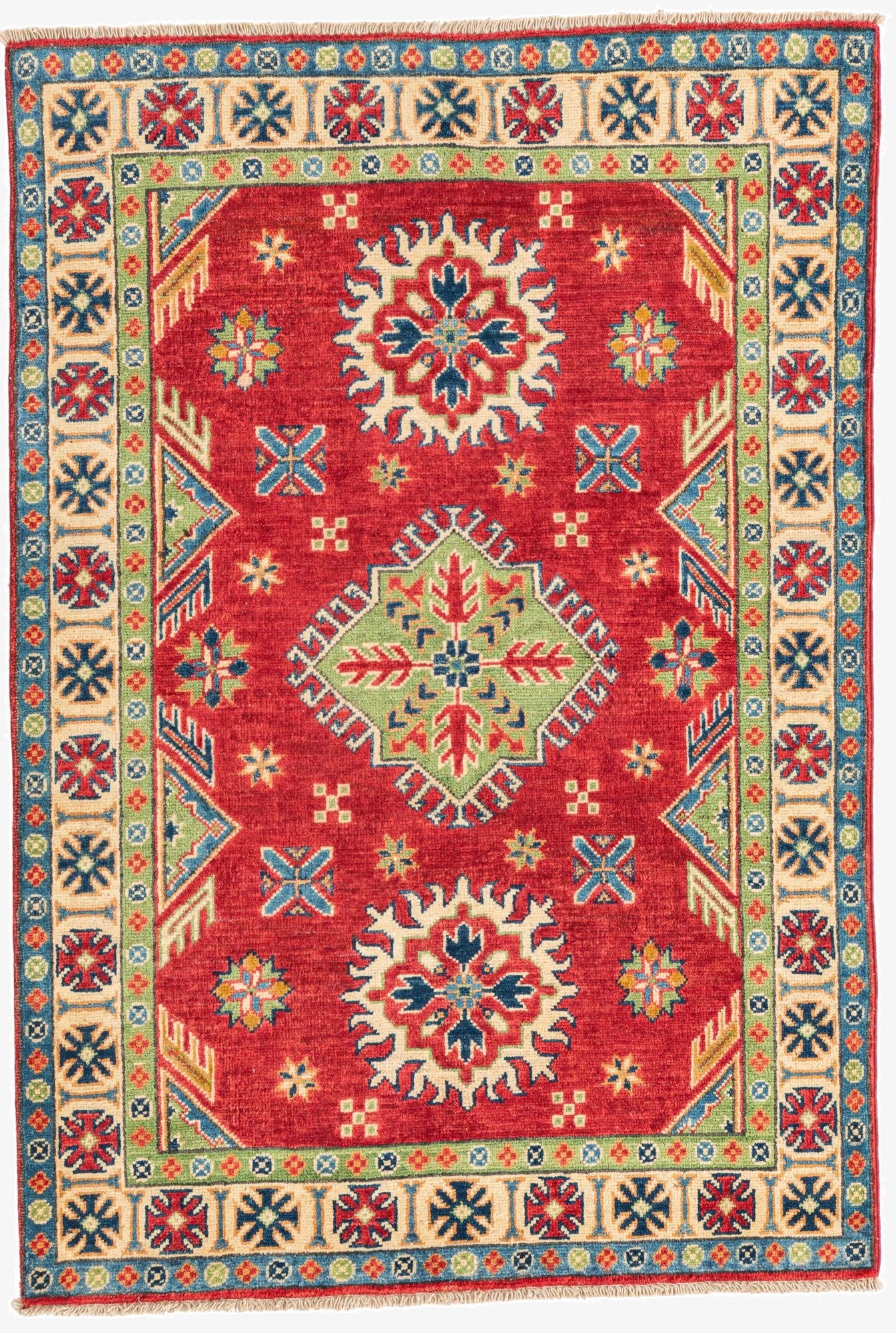  3' 4 x 4' 9  Hand Knotted Kazak Rug