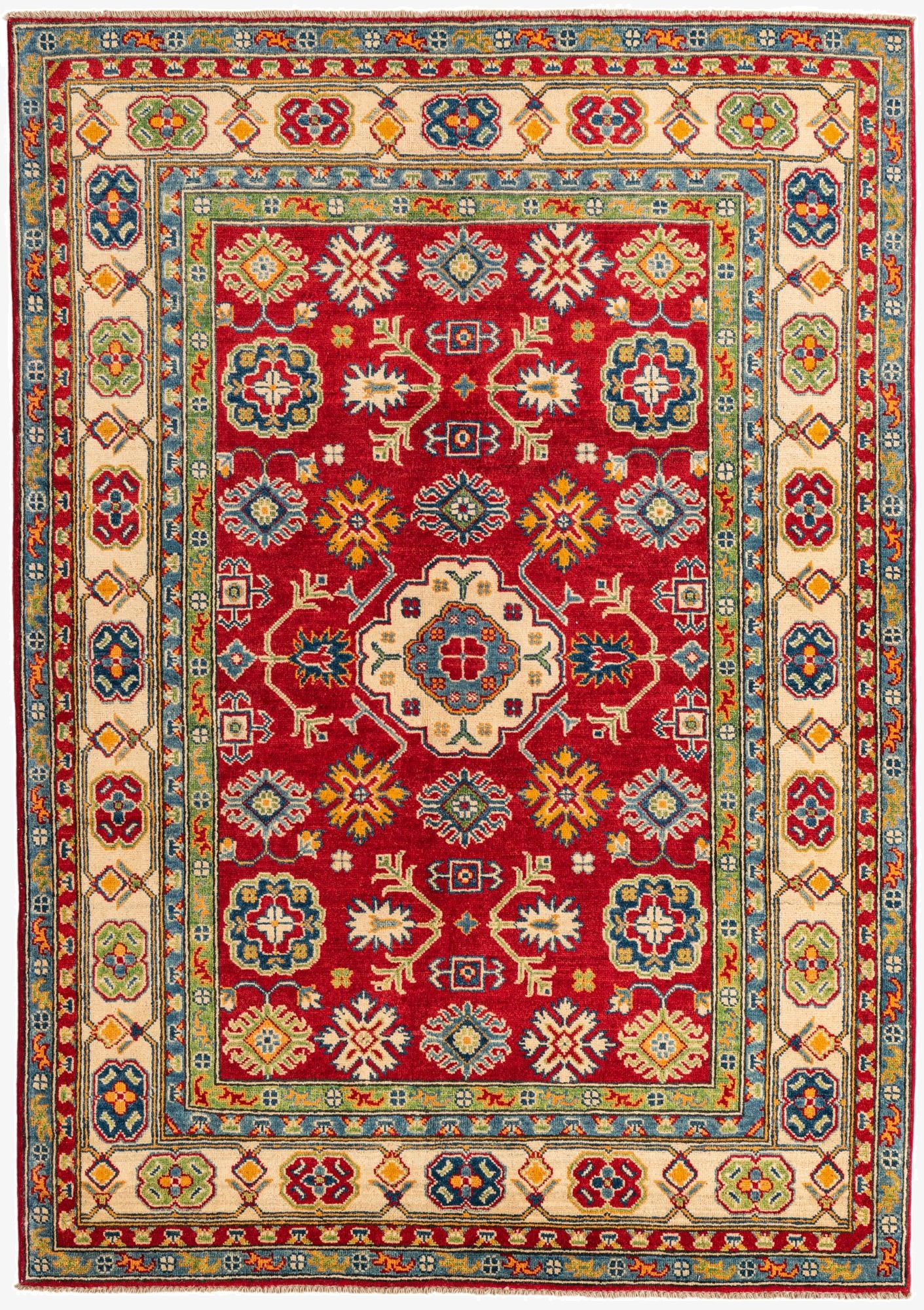  5' 1 x 7' 3  Hand Knotted Kazak Rug