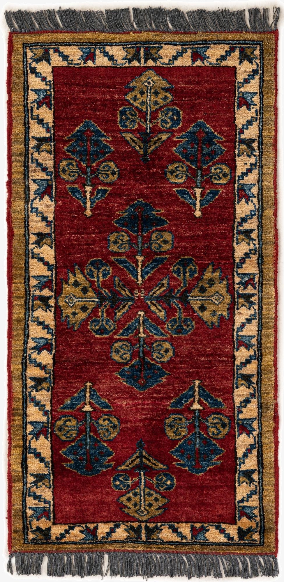  1' 11 x 3' 7  Hand Knotted Kazak Wool Rug