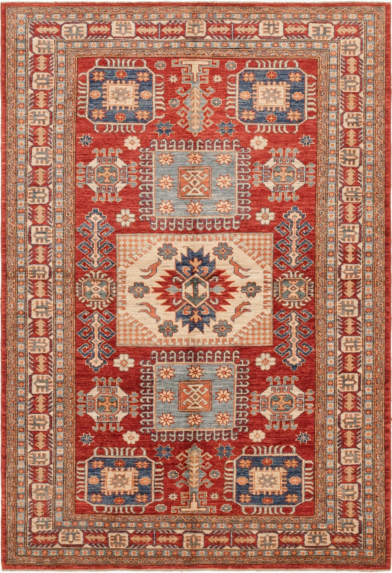  5' 7 x 8' 2  Hand Knotted Kazak Oriental Rug