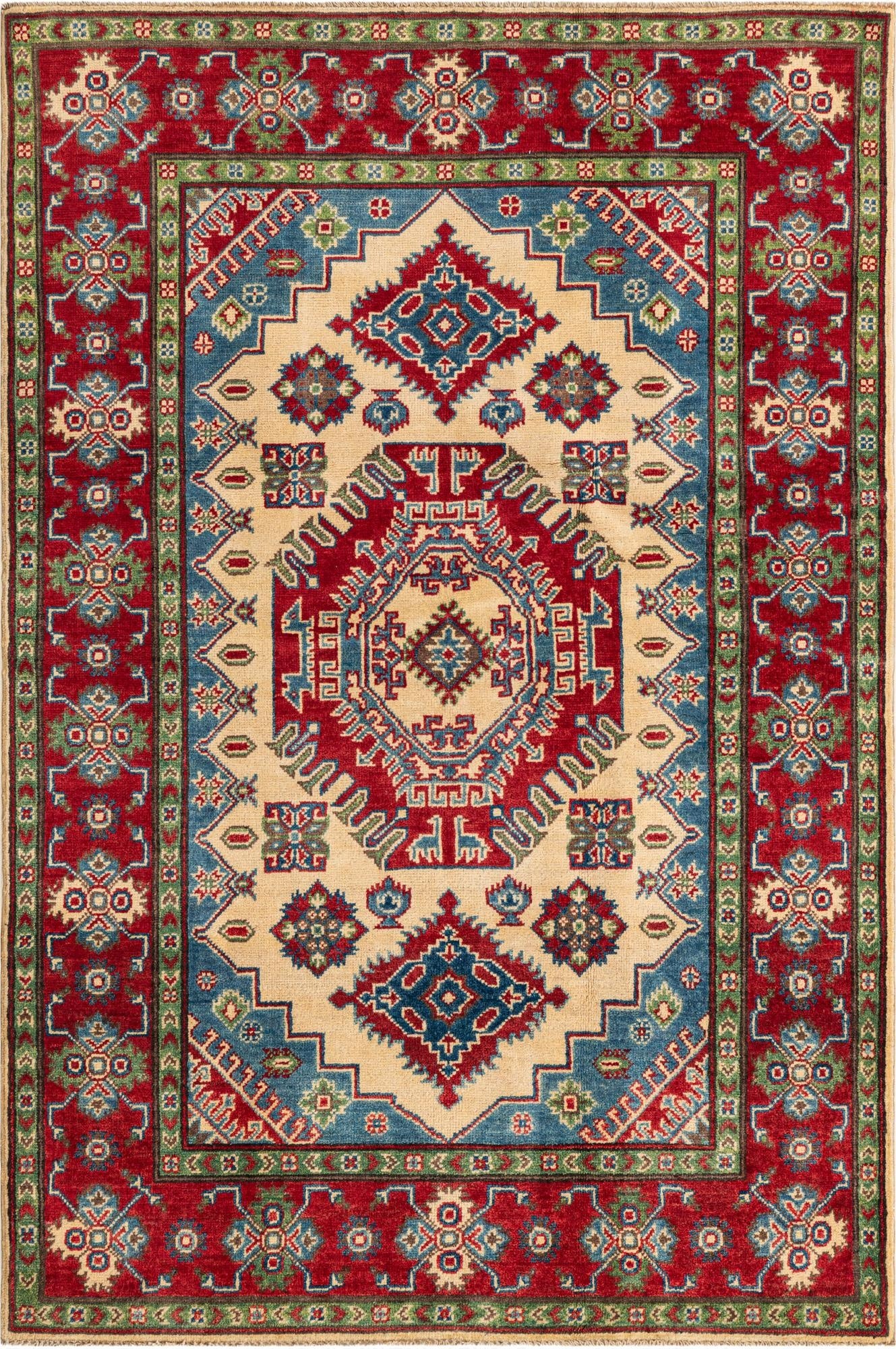  4' 1 x 6' 1  Hand Knotted Kazak Rug