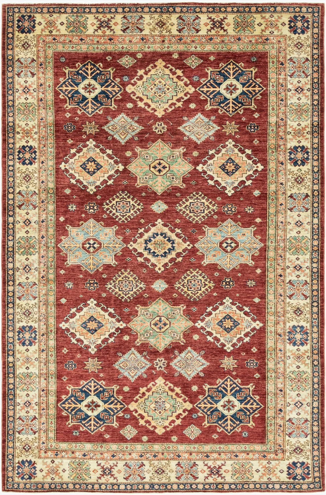  6' 8 x 10' 3  Hand Knotted Kazak Oriental Rug