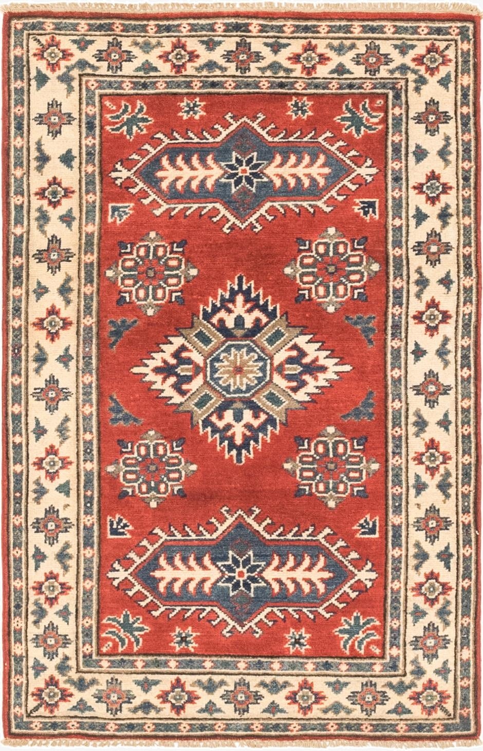  2' 7 x 4'  Hand Knotted Kazak Rug