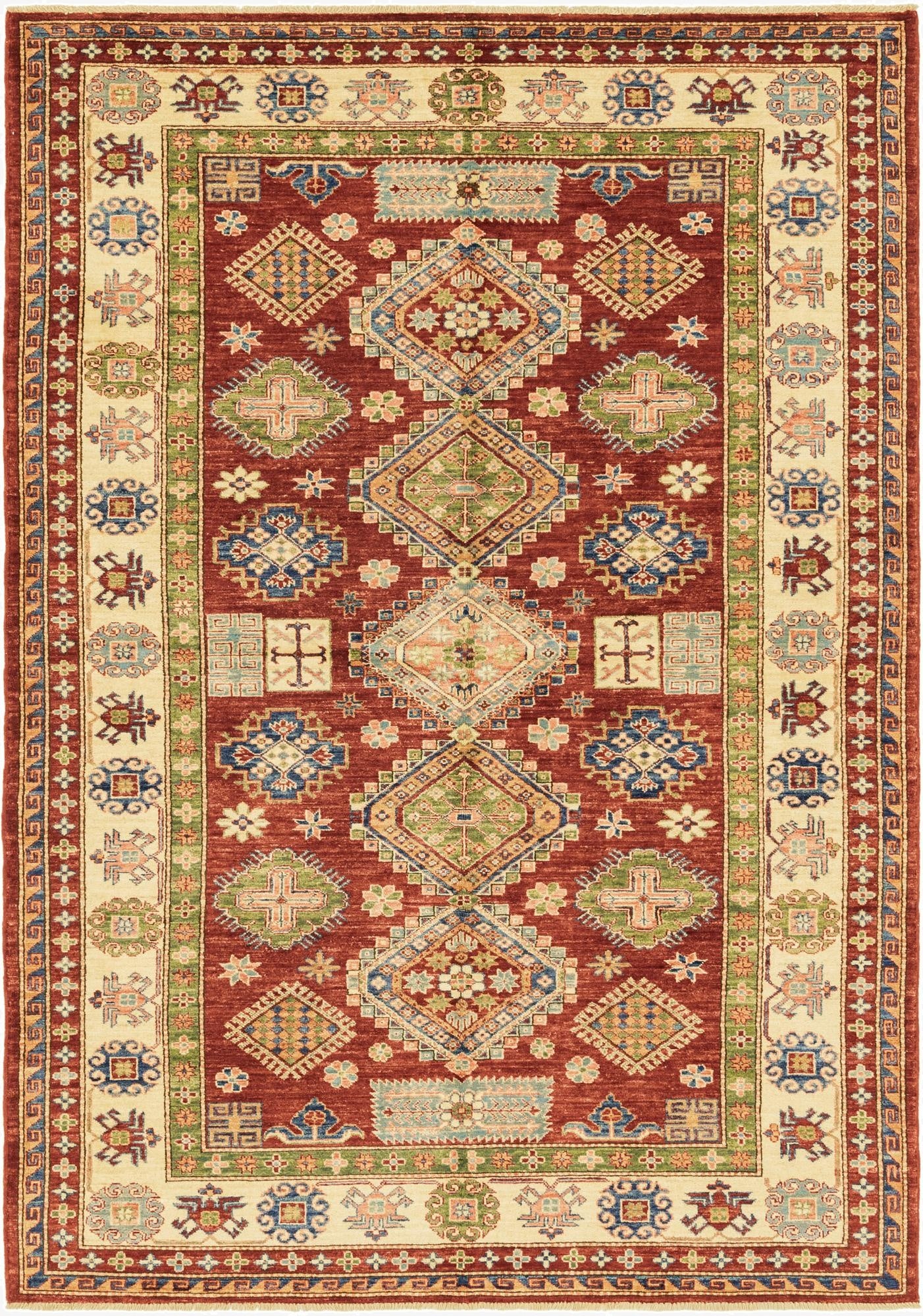  5' 10 x 8' 3  Hand Knotted Kazak Oriental Rug