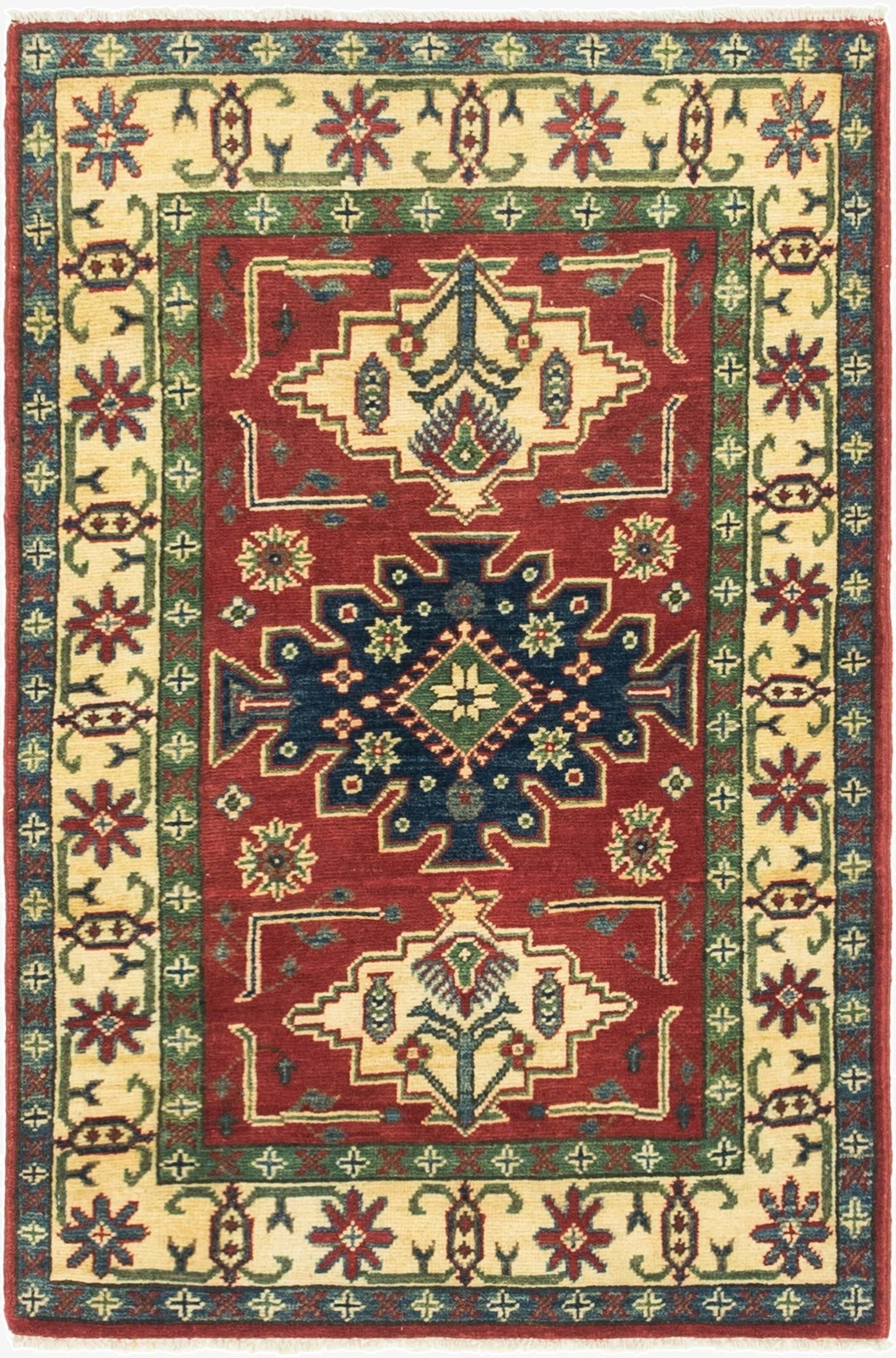  2' 9 x 4' 3  Hand Knotted Kazak Rug