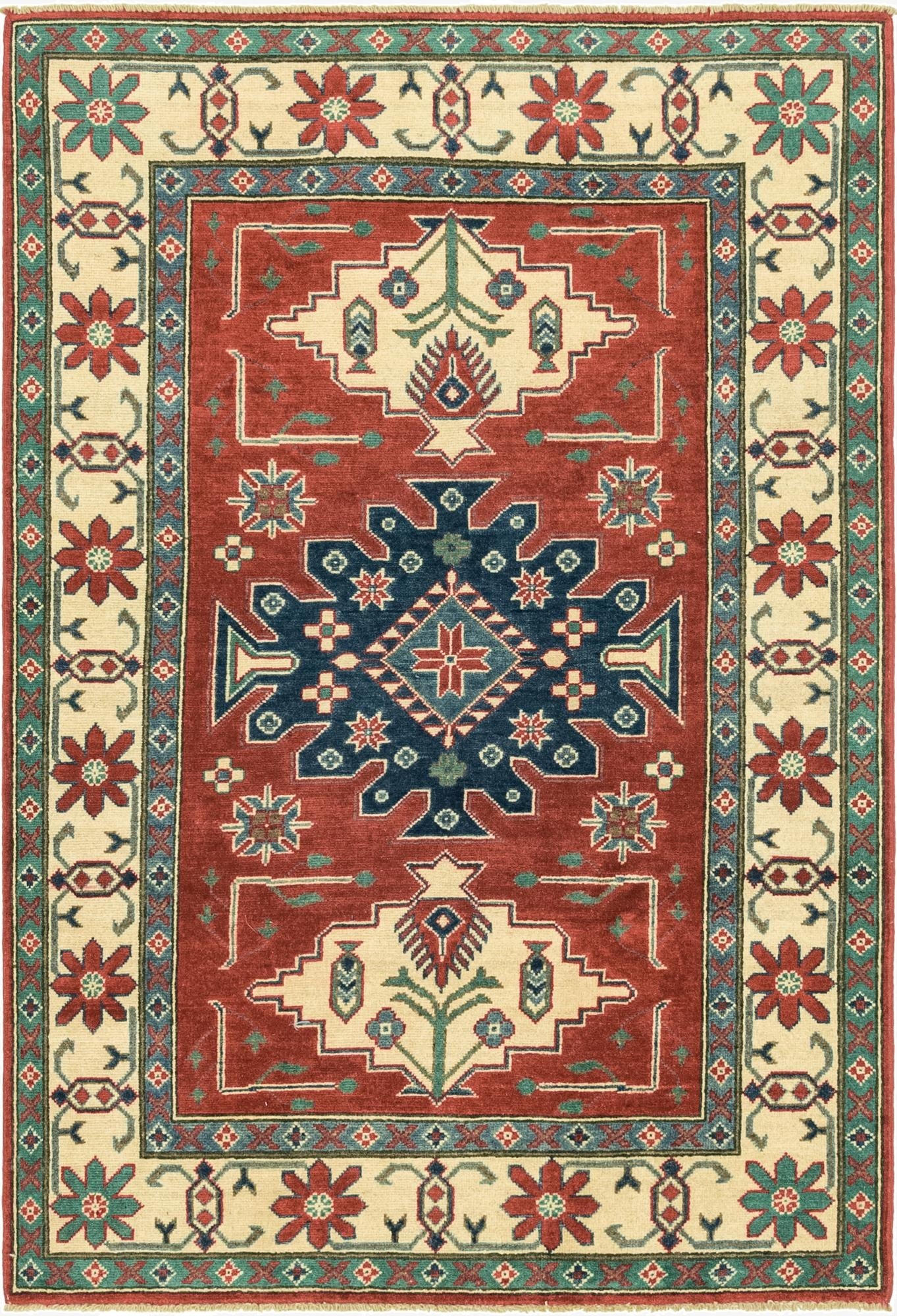  3' 10 x 5' 10  Hand Knotted Kazak Rug