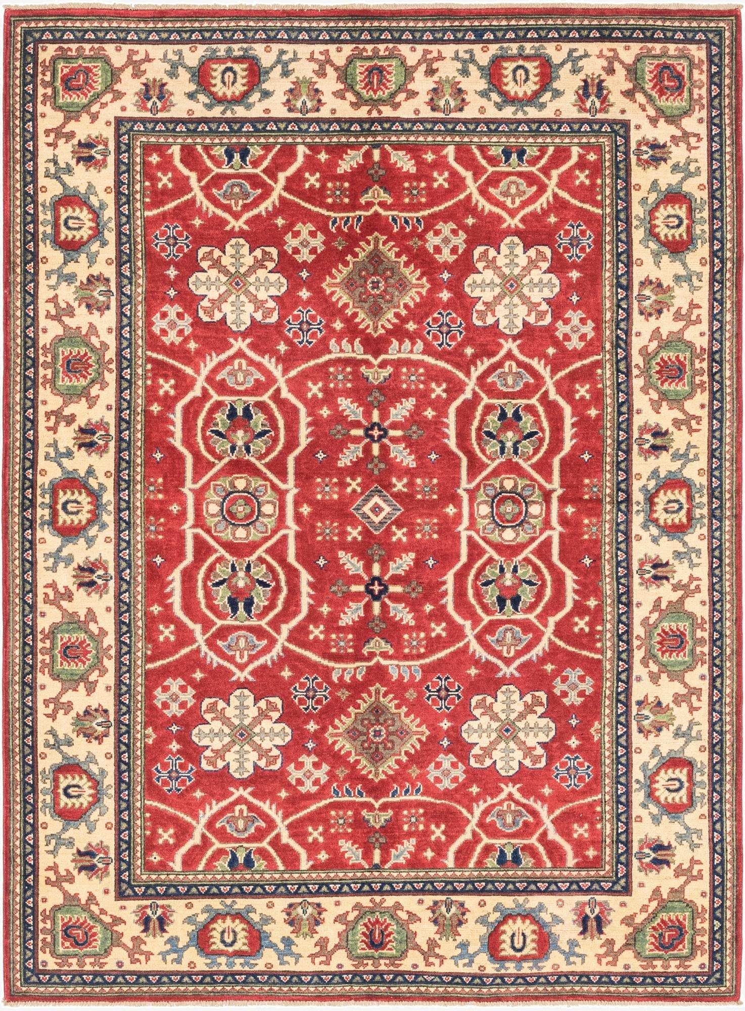  5' 8 x 7' 10  Hand Knotted Kazak Rug