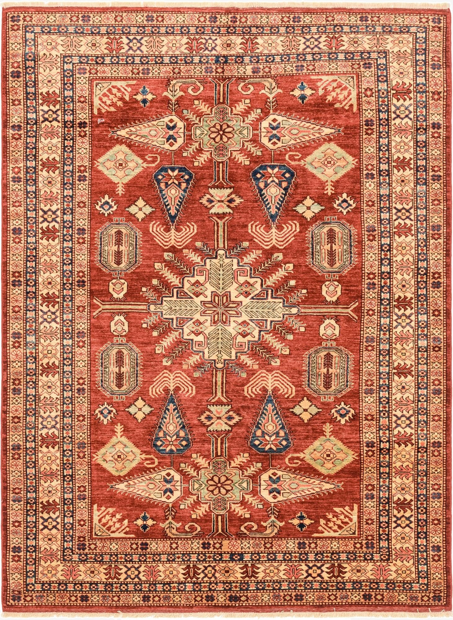  5' 9 x 7' 11  Hand Knotted Kazak Oriental Rug